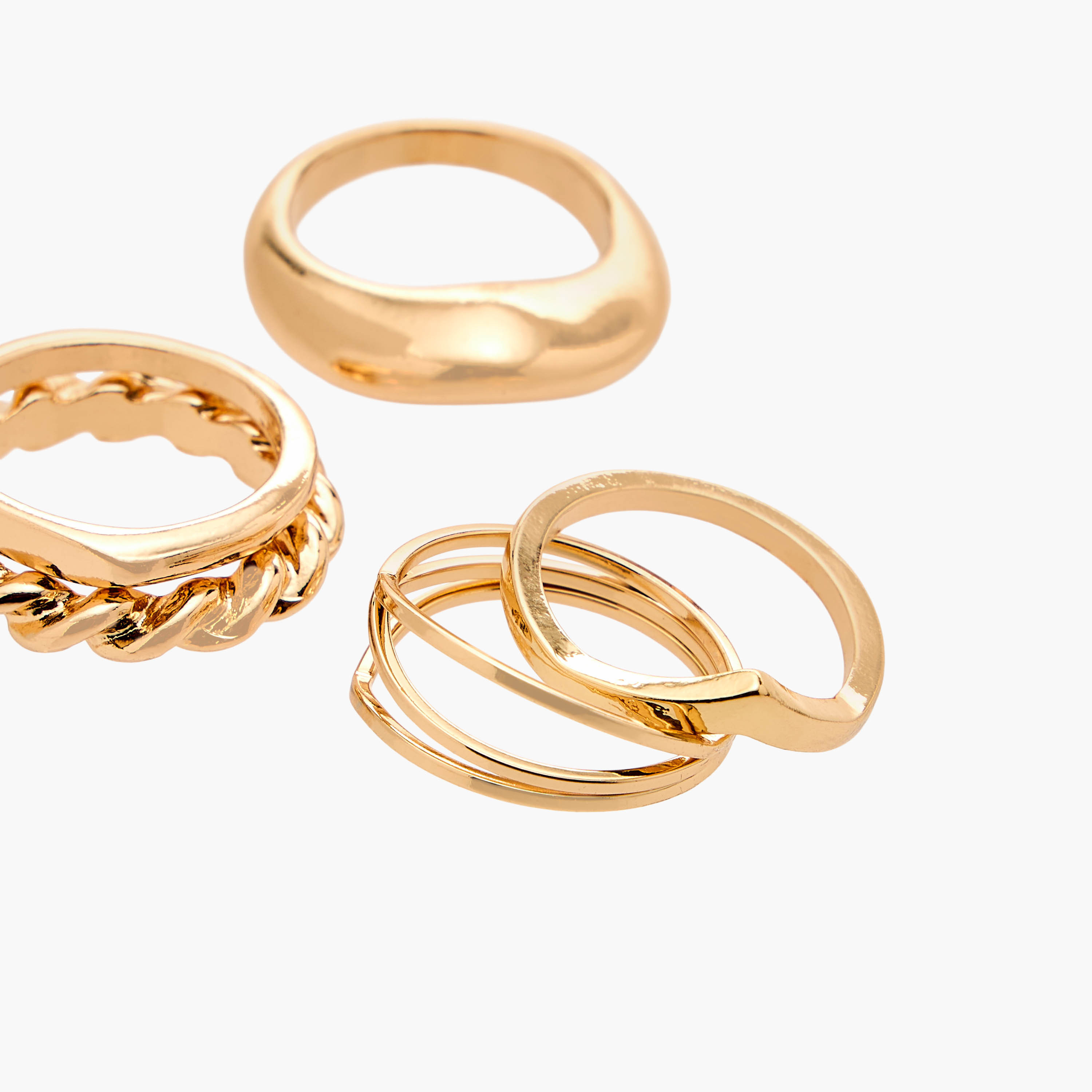 Flora Bella Gold Tone Ring with Chunky Design - Set of 5-women-watchesandjewellery-jewellery-rings-image-3