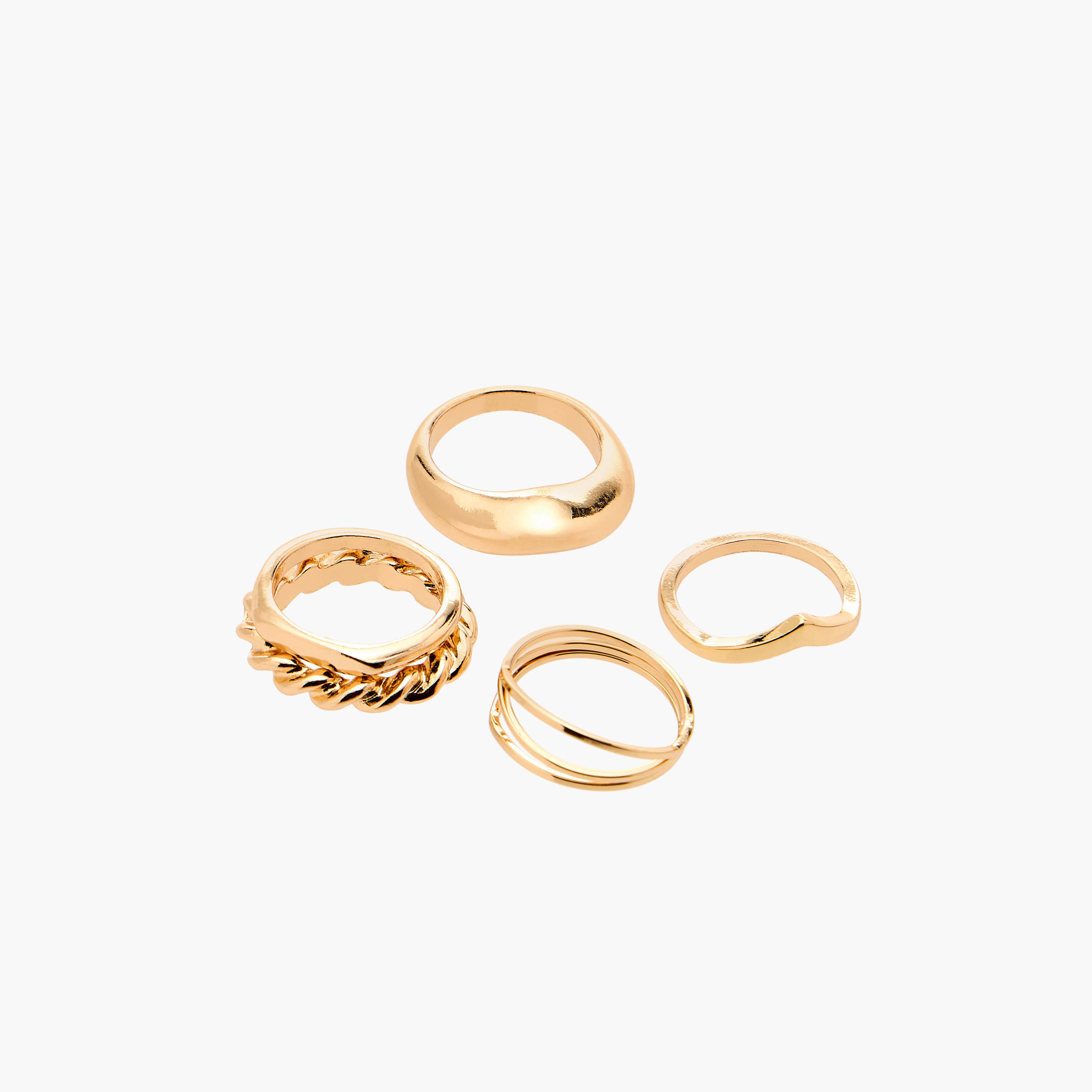 Flora Bella Gold Tone Ring with Chunky Design - Set of 5-women-watchesandjewellery-jewellery-rings-image-2