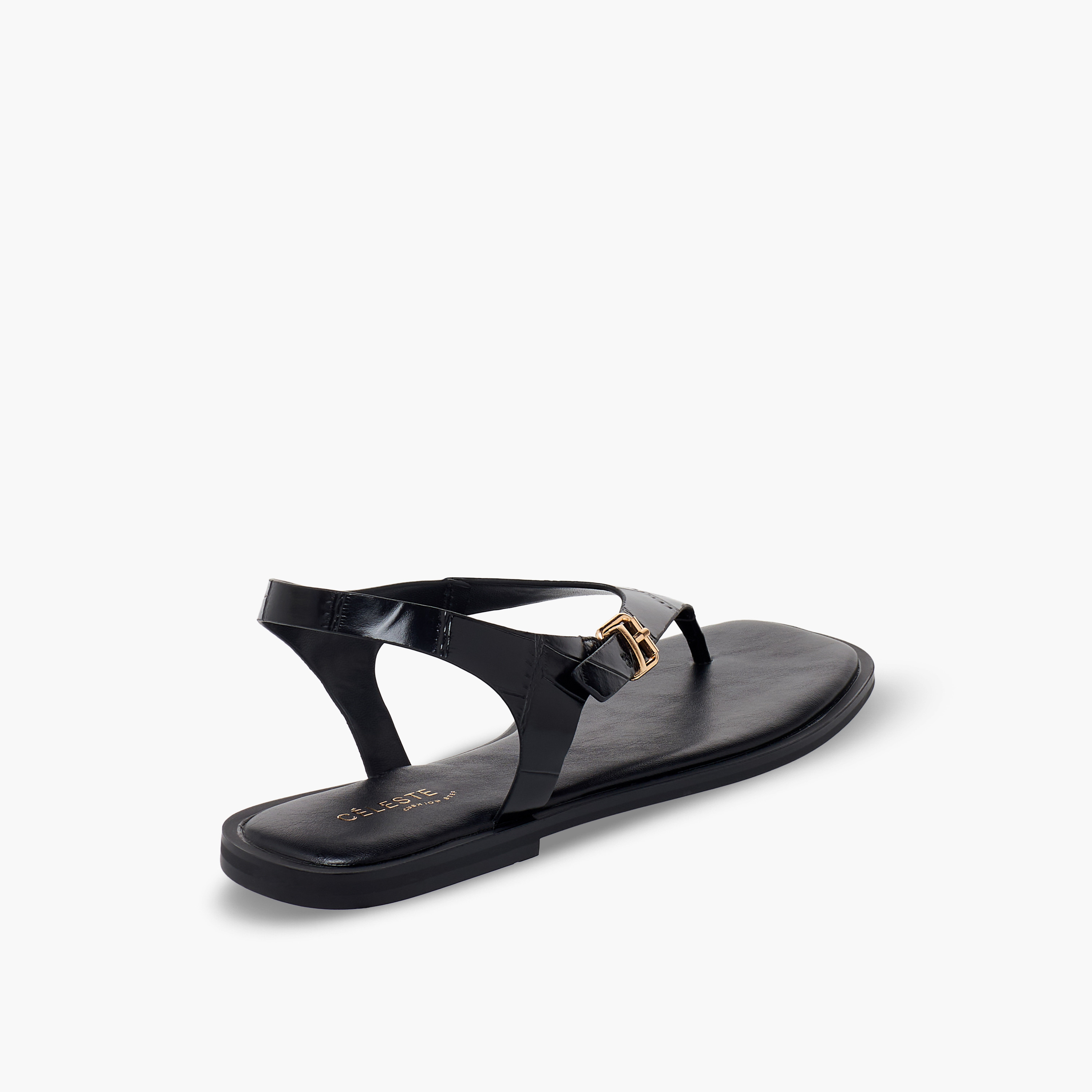Celeste Women Textured Buckle Strap Sandals-women-shoes-sandals-flats-image-6