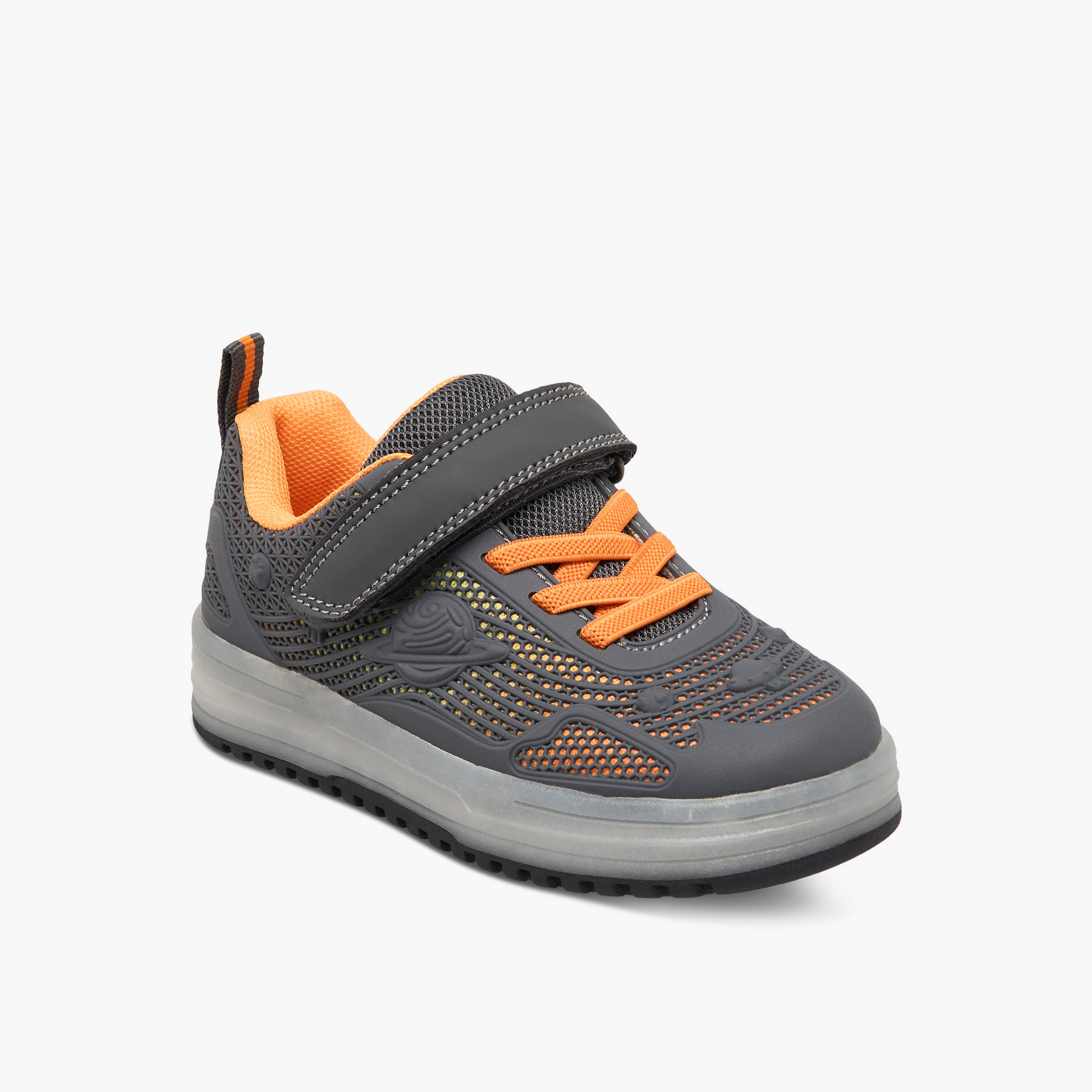 حذاء سنيكرز مضيء بتفاصيل شبكية مع شريط إغلاق من جونيورز-boys-shoes-schoolshoes-image-2
