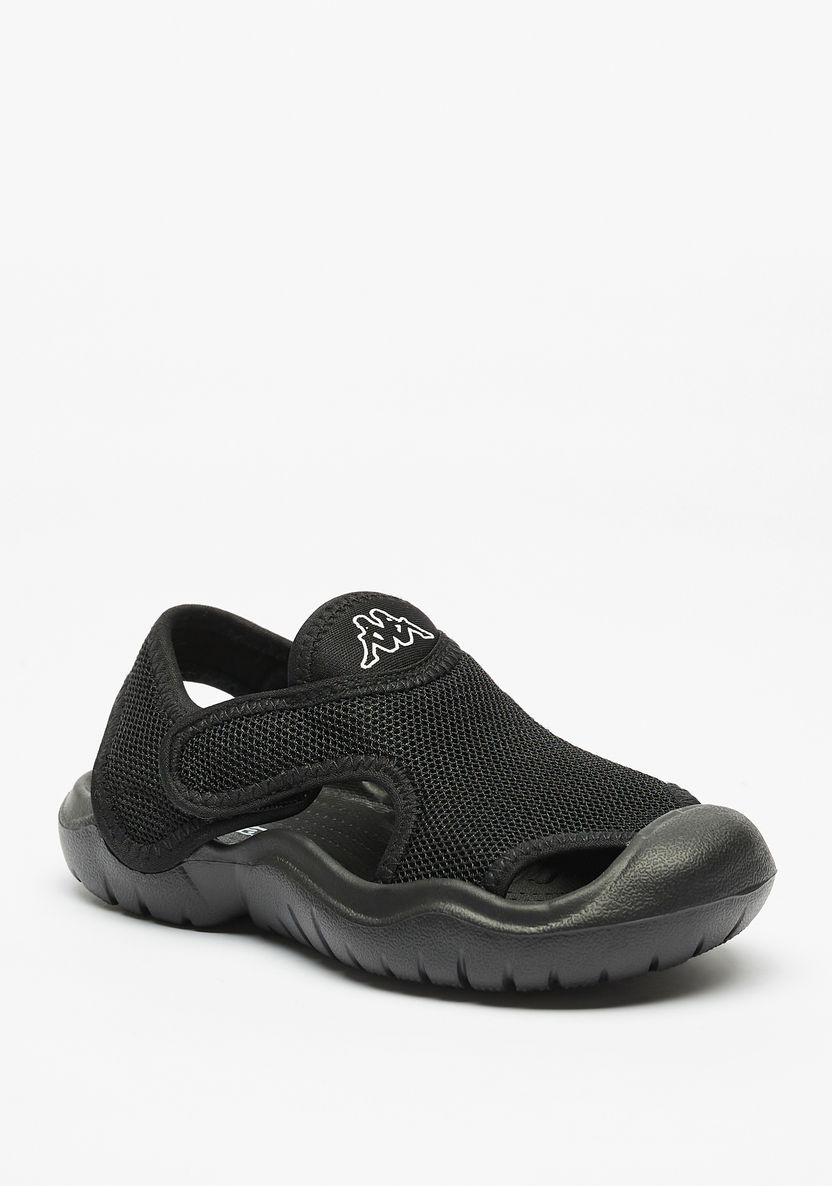 Kappa Logo Detail Slip-On Sandals with Hook and Loop Closure-Boy%27s Sandals-image-0