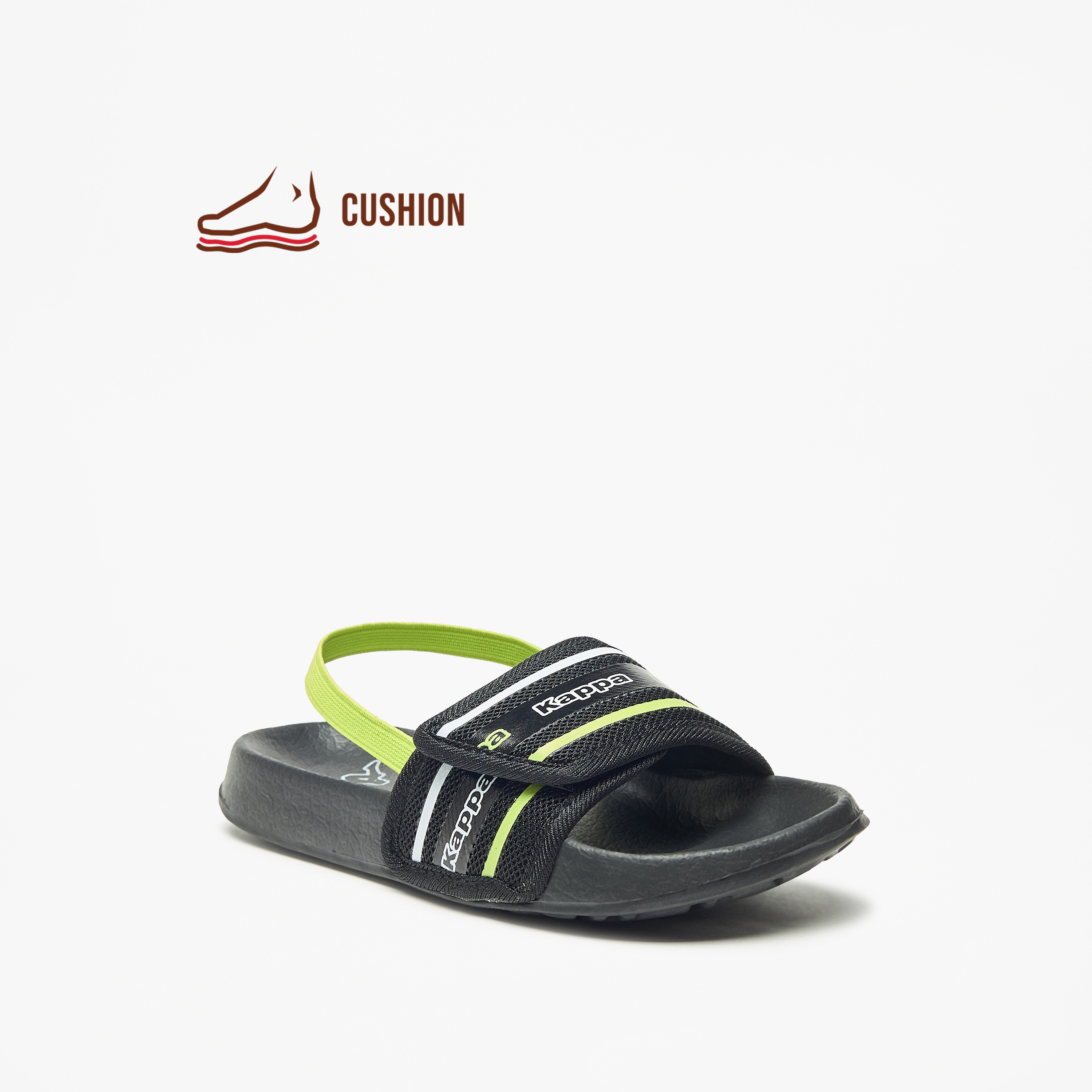 Kappa Boys' Logo Print Slides with Elasticated Backstrap-boys-shoes-flipflopsandslides-image-1