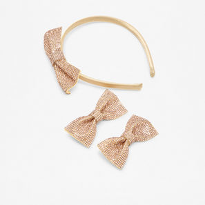 طقم ربطة ومشبك شعر مزين بأحجار الراين من فلورا بيلا-girls-accessories-hairaccessories-image-1