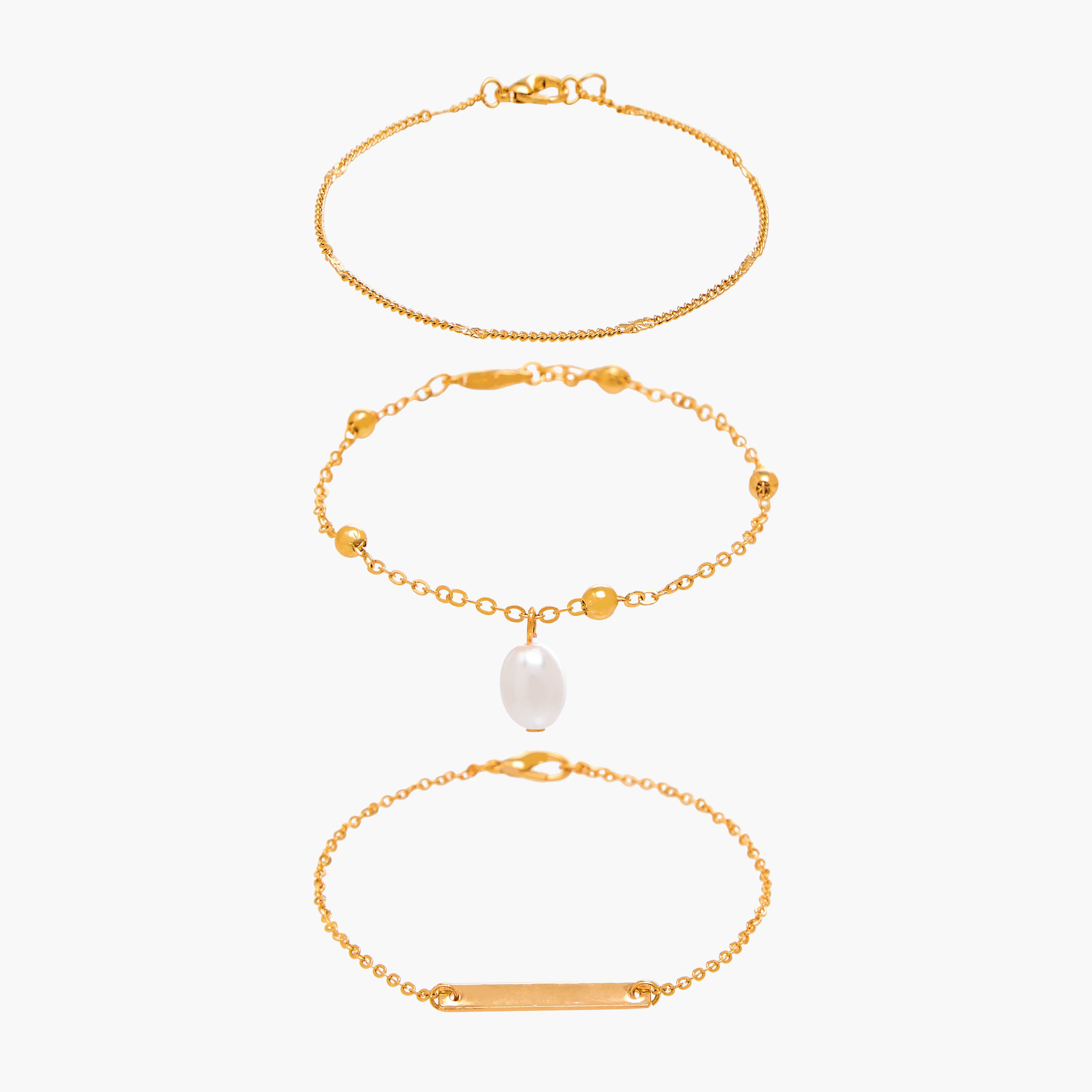 Flora Bella Pack of 3 Metallic Chain Style Bracelet-women-watchesandjewellery-jewellery-banglesandbracelets-image-1