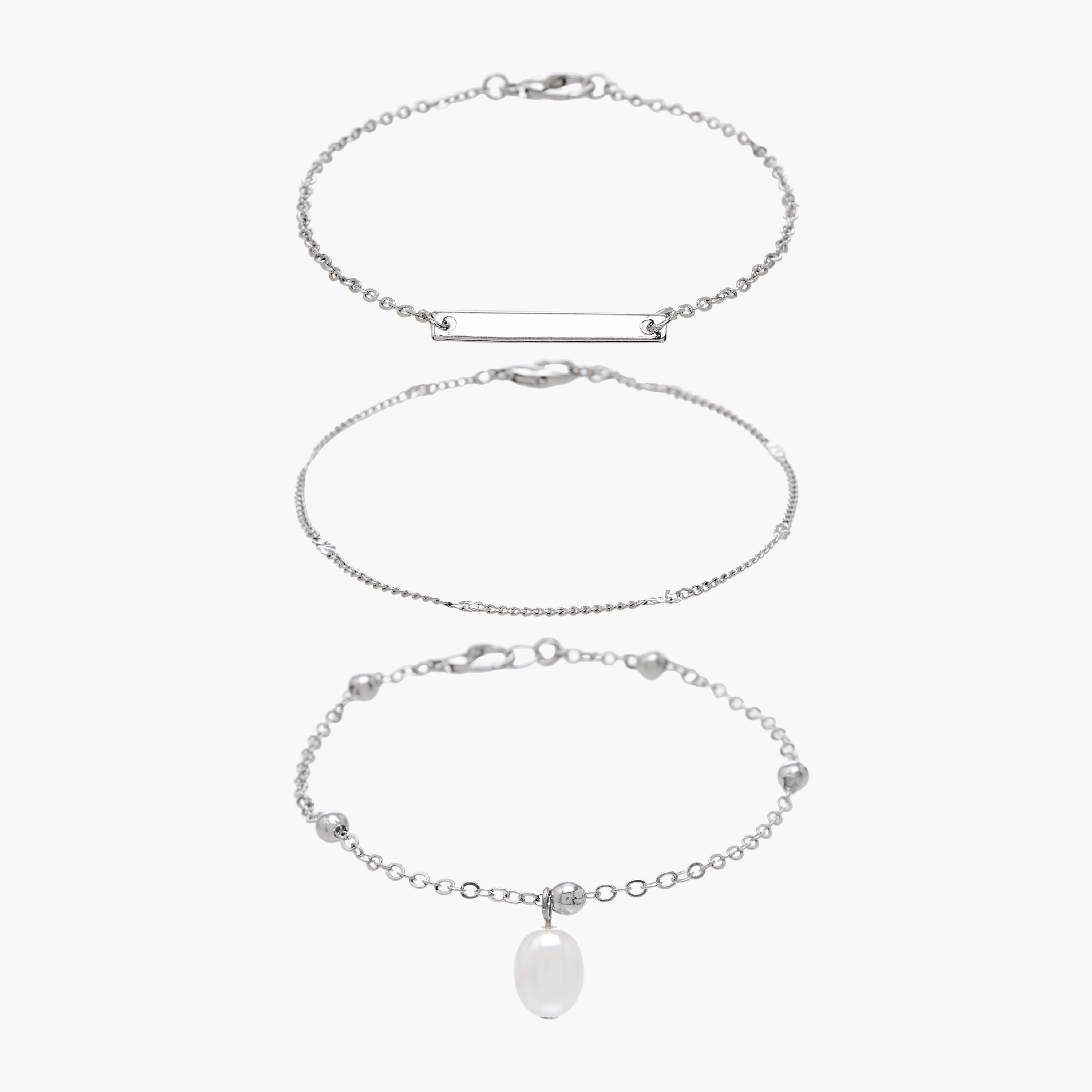 Flora Bella Pack of 3 Metallic Chain Style Bracelet-women-watchesandjewellery-jewellery-banglesandbracelets-image-1