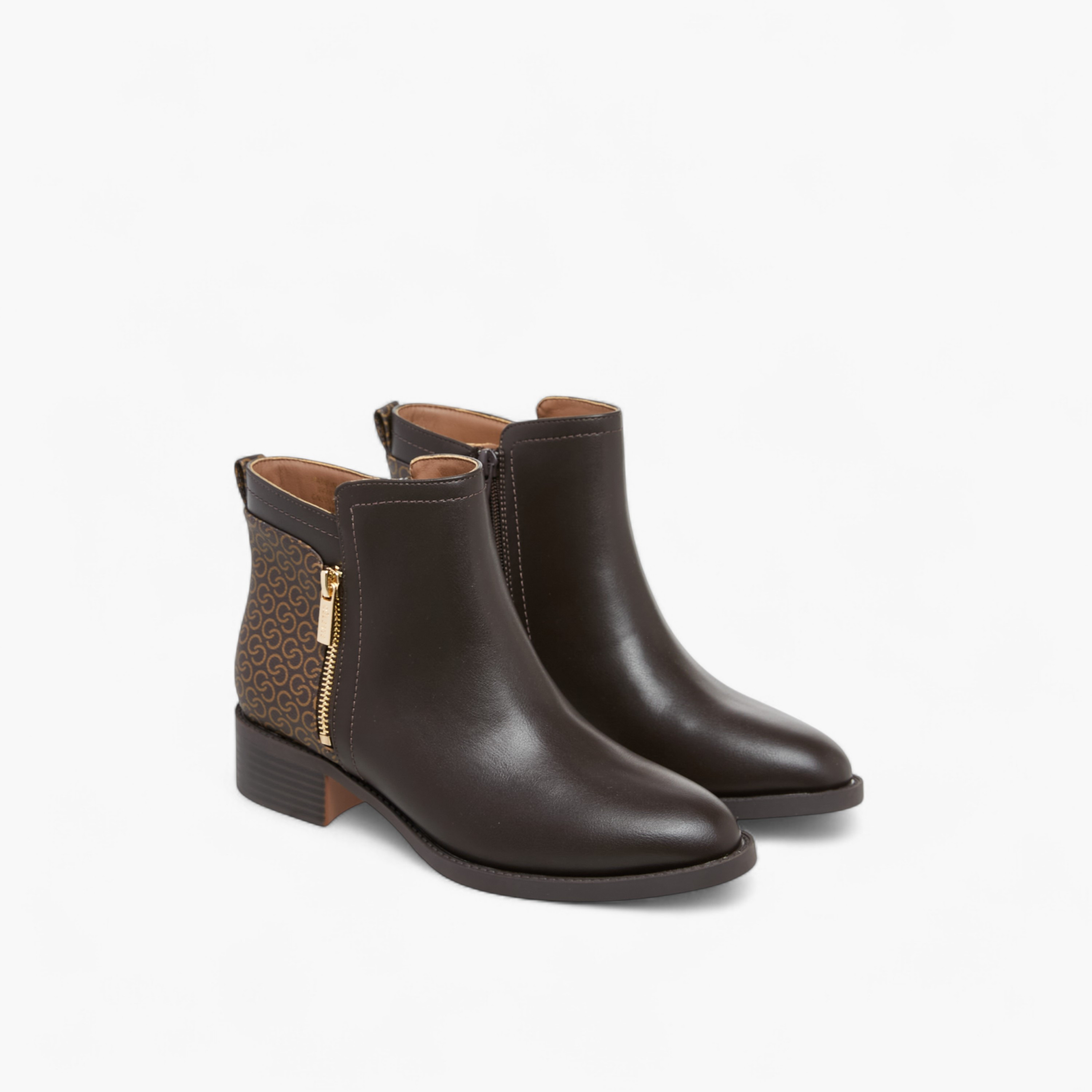 Celeste Women's Monogram Print Ankle Boots with Zip Closure-women-shoes-boots-image-1