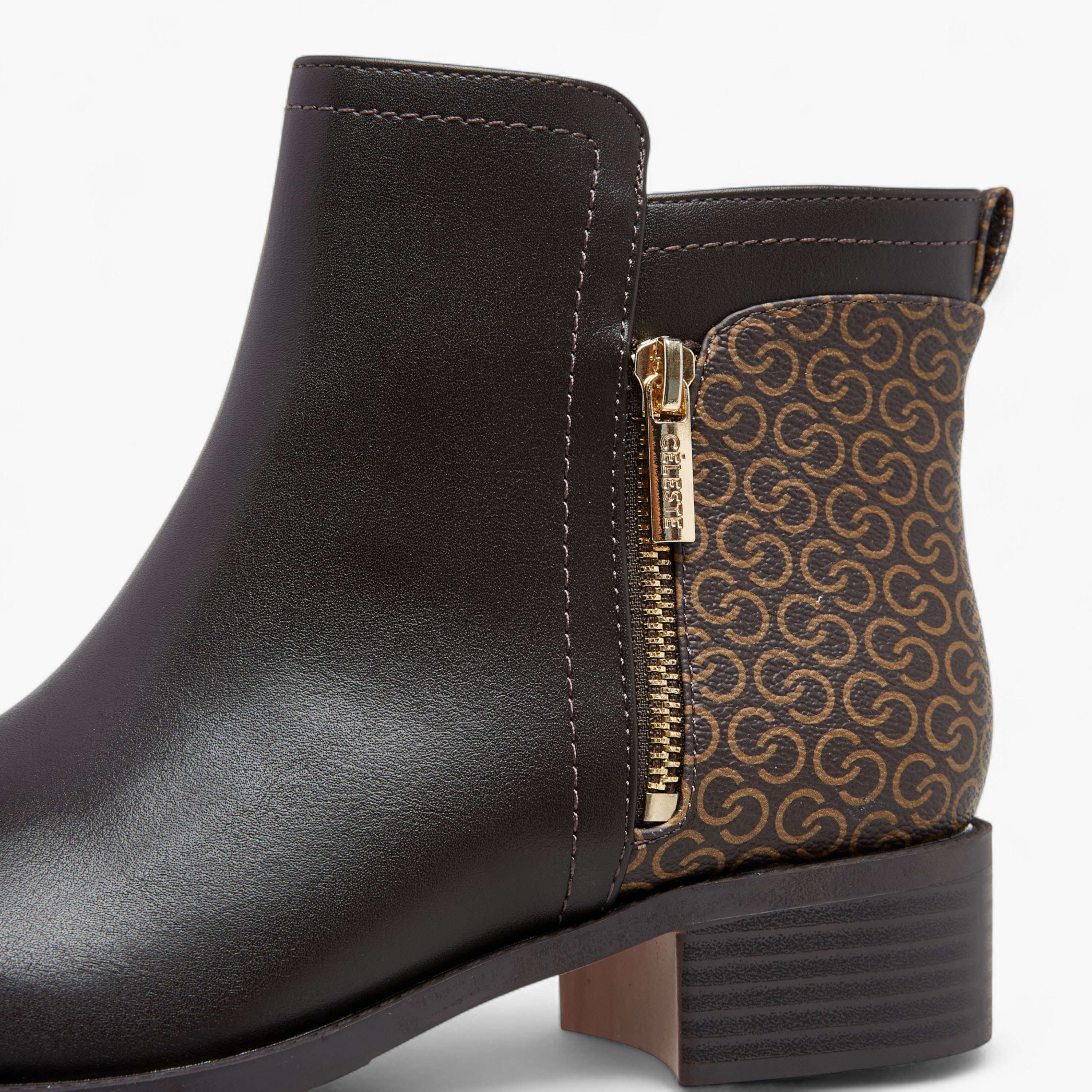 Celeste Women's Monogram Print Ankle Boots with Zip Closure-women-shoes-boots-image-4