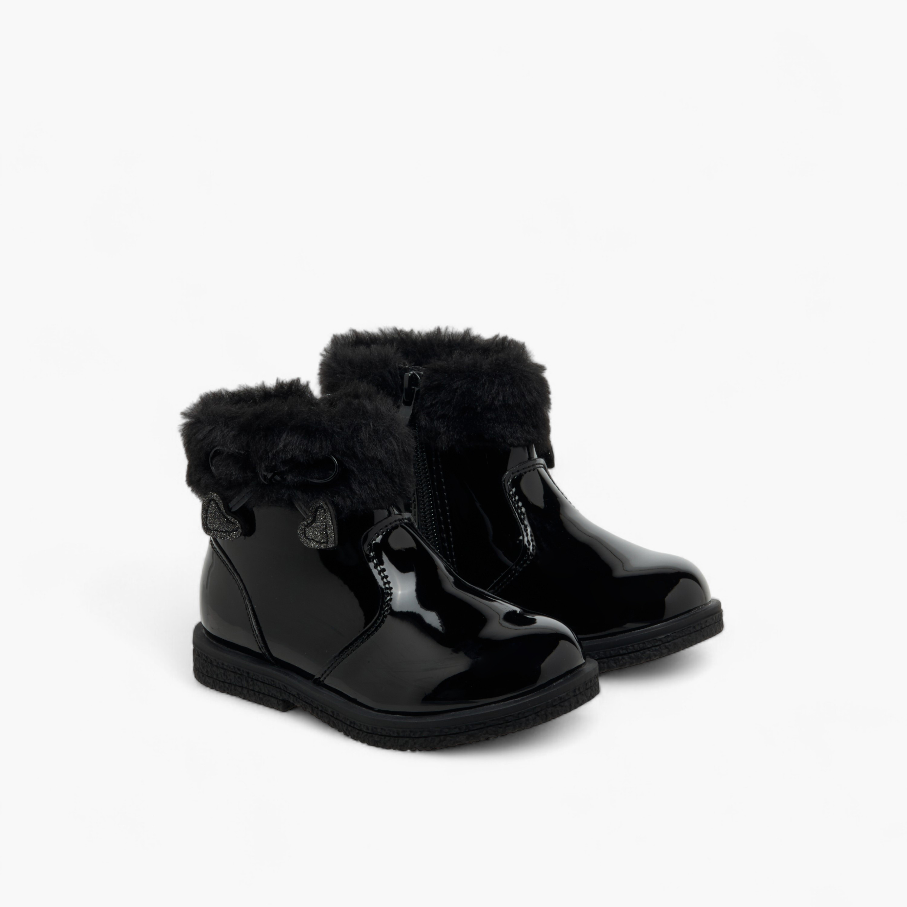 Flora Bella Girls Fur Accent Ankle Boots-girls-shoes-boots-image-1