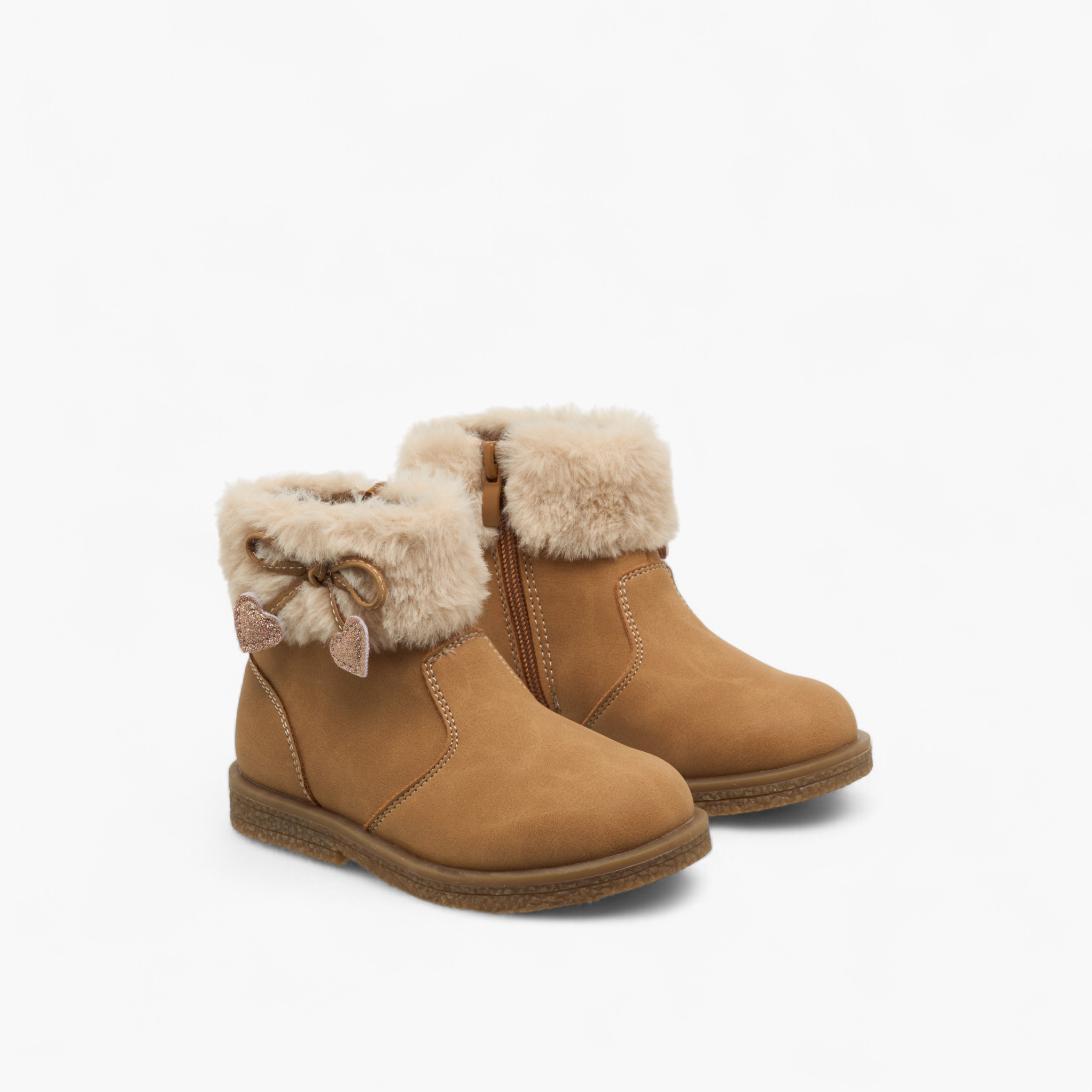 Flora Bella Girls Fur Accent Ankle Boots-girls-shoes-boots-image-1