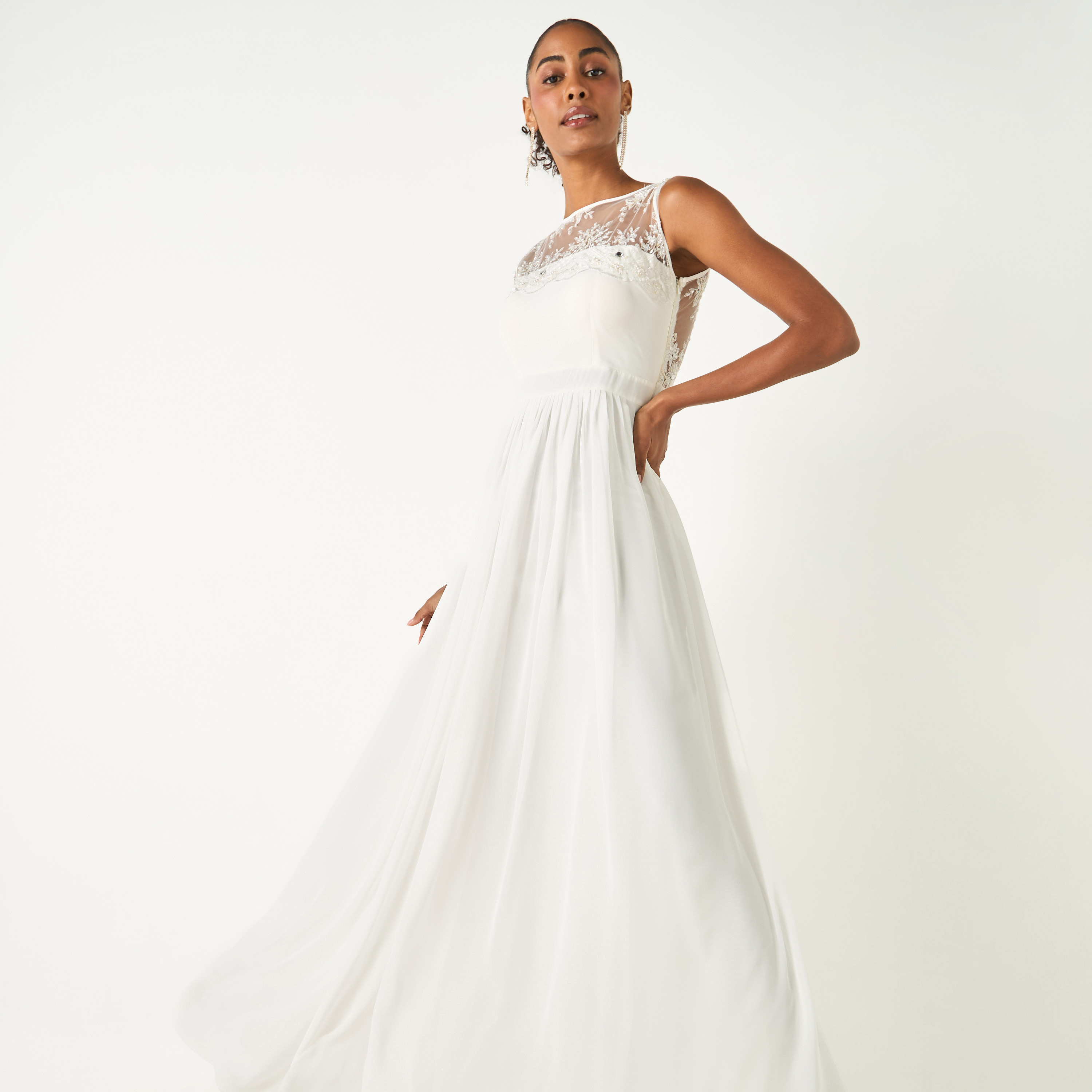 Golden Apple Floral Mesh Detail Sleeveless Maxi Dress-women-clothing-dresses-image-2