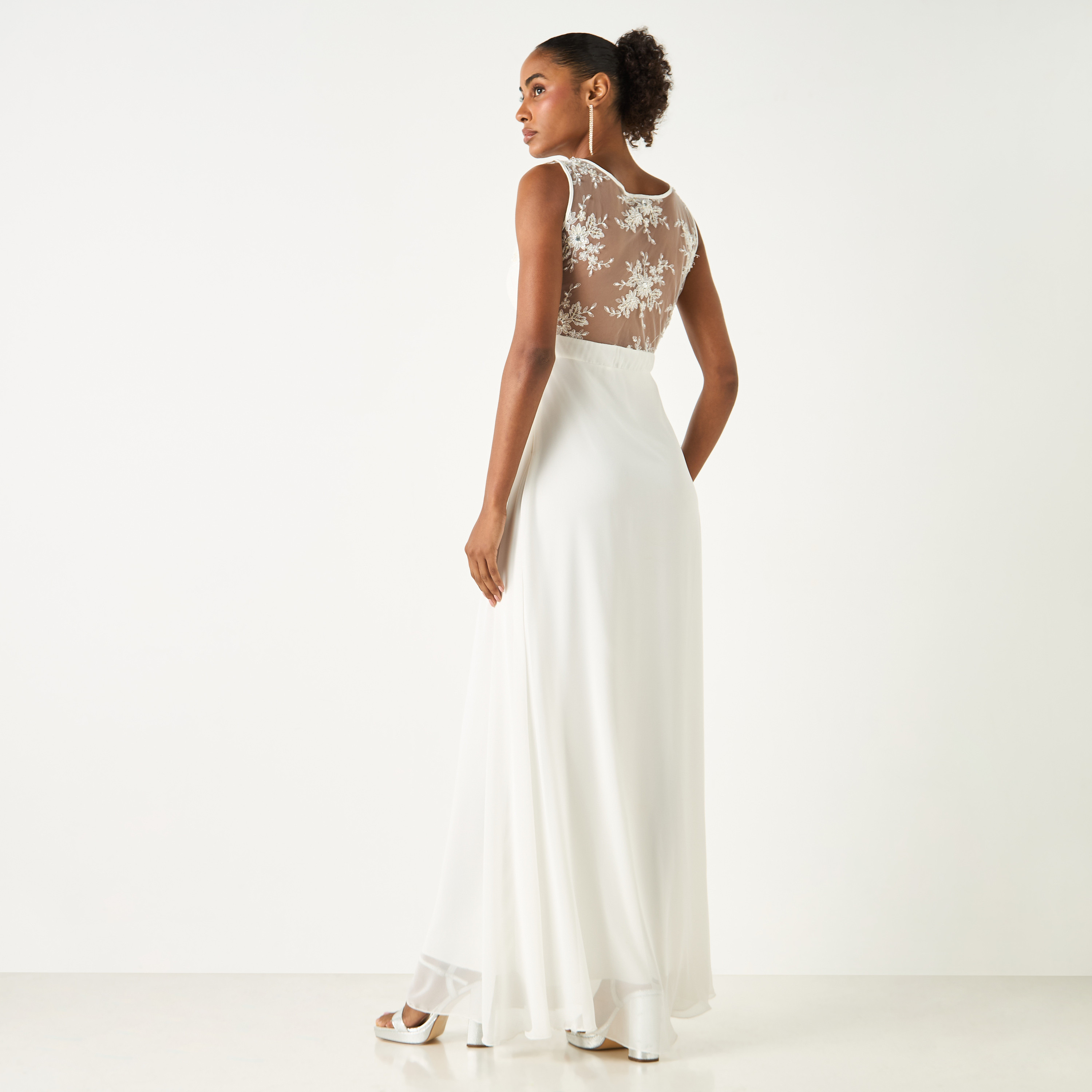 Golden Apple Floral Mesh Detail Sleeveless Maxi Dress-women-clothing-dresses-image-3