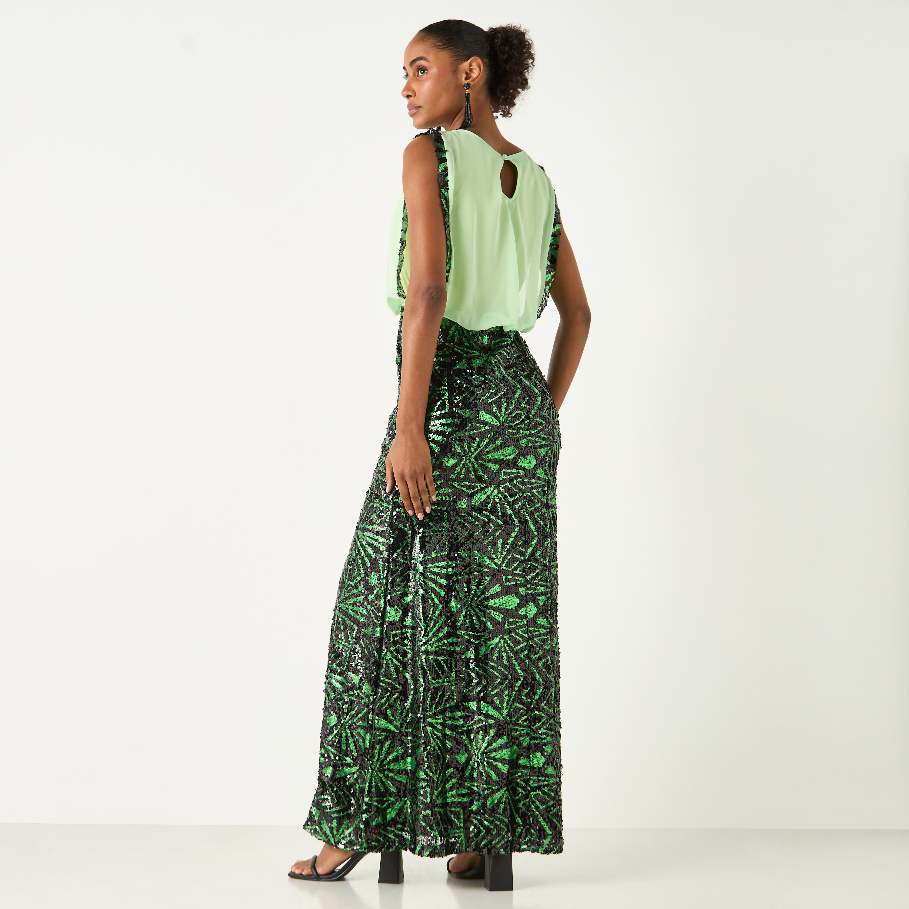 Golden Apple Sequinned Sleeveless Maxi Dress with Round Neck-women-clothing-dresses-image-4