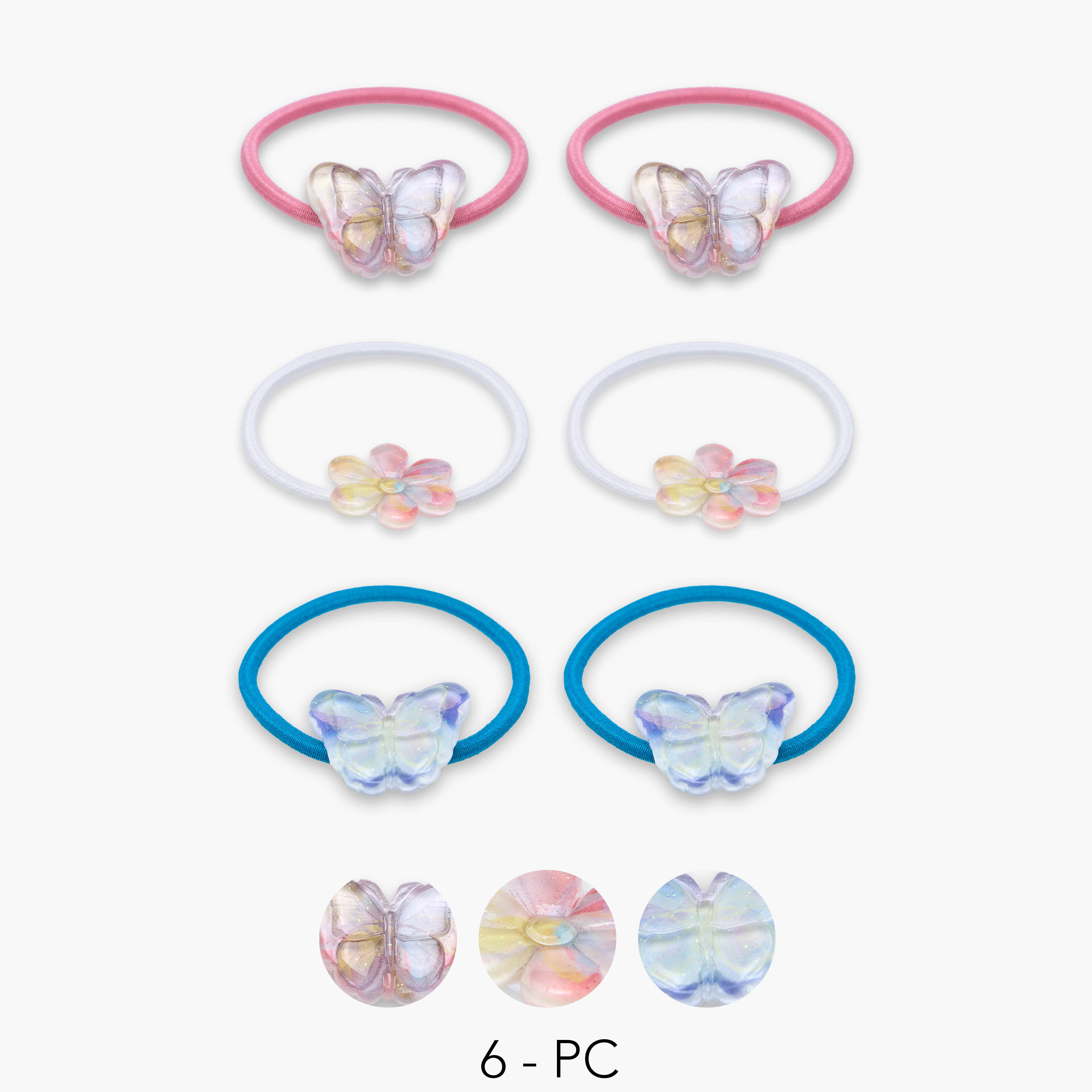 Flora Bella Applique Detail Hair Tie - Set of 6-girls-accessories-hairaccessories-image-1