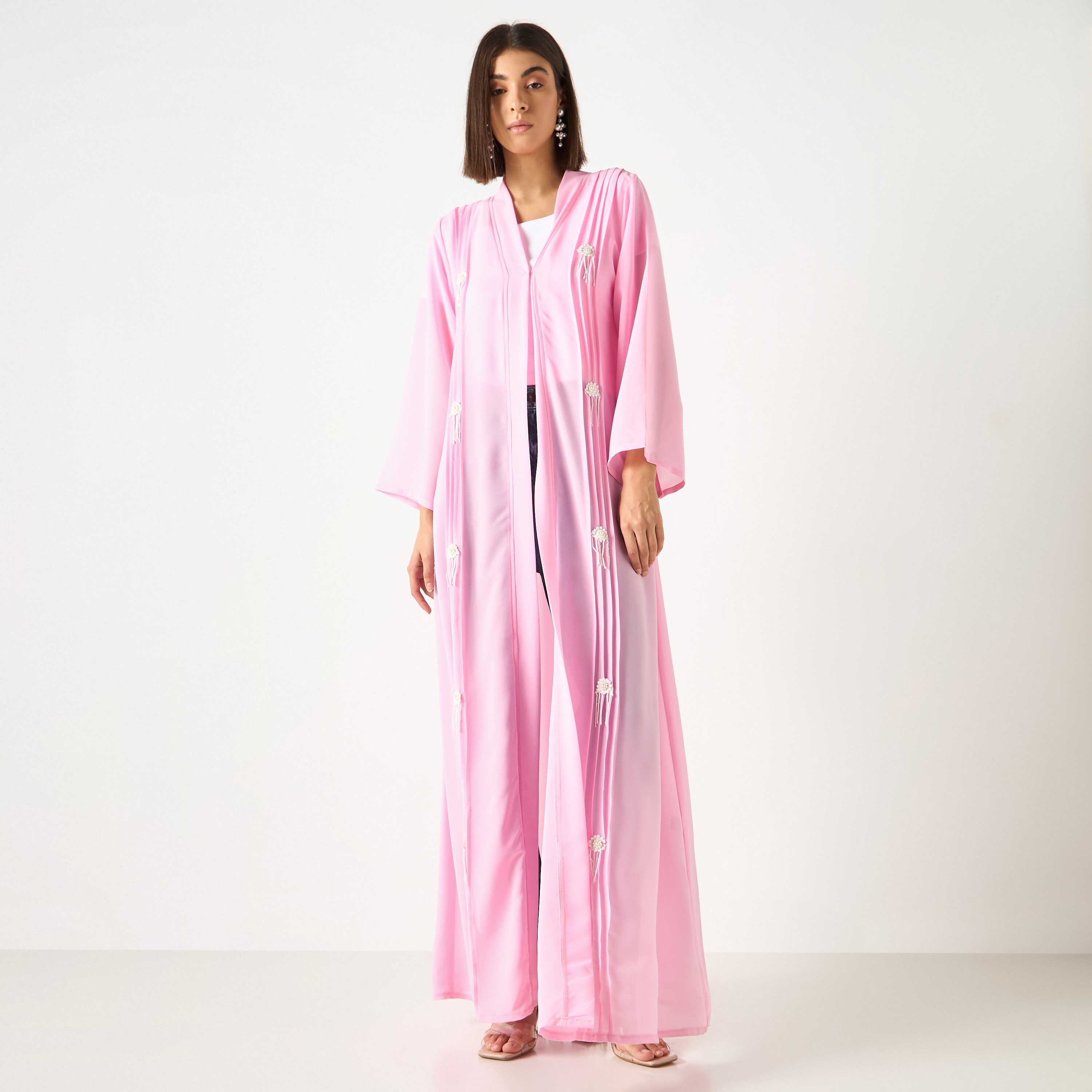 Golden Apple Pintuck Detail Longline Shrug-women-clothing-dresses-image-2