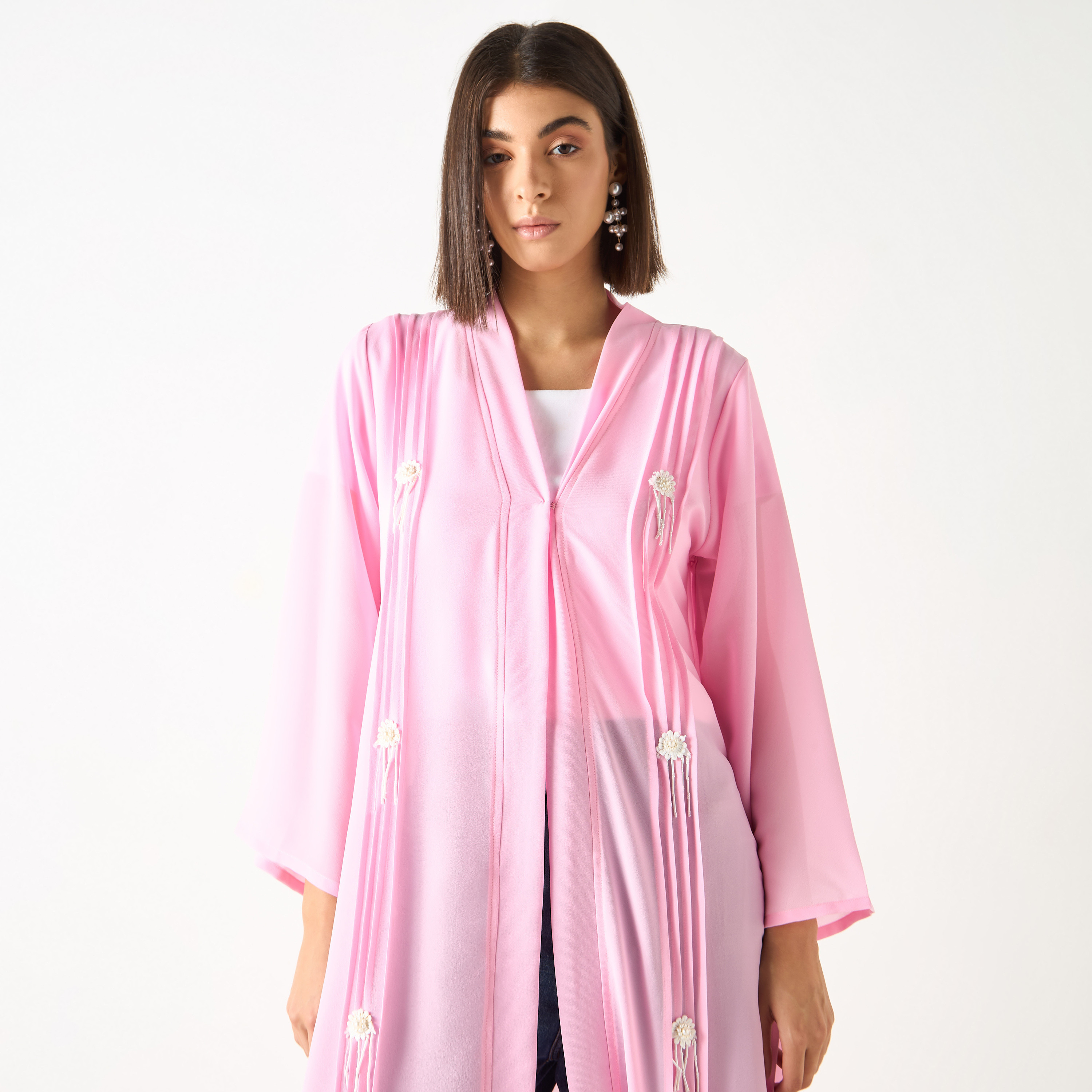 Golden Apple Pintuck Detail Longline Shrug-women-clothing-dresses-image-4