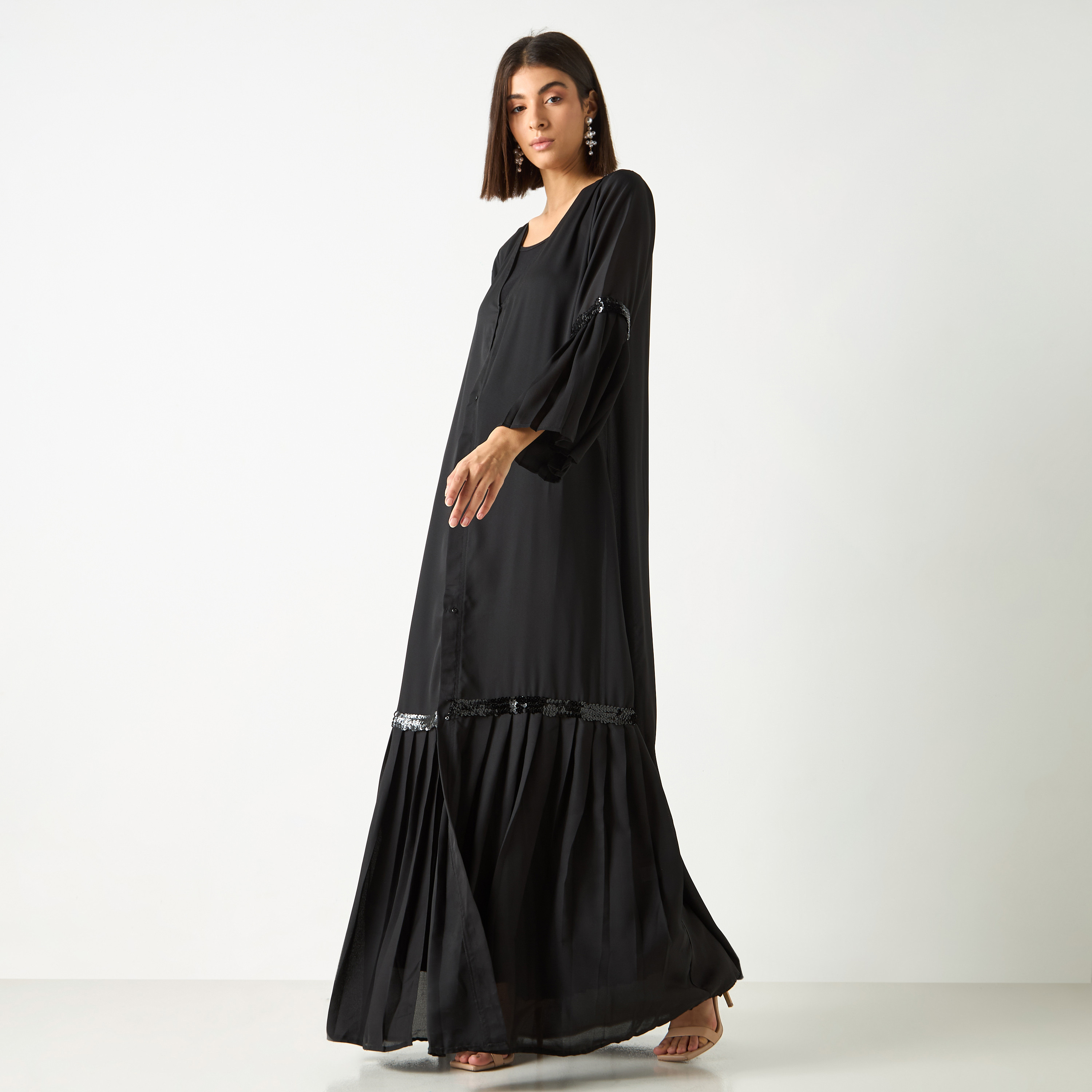 سترة طويلة بأكمام جرس وتفاصيل زينة من جولدن أبل-women-clothing-dresses-image-2