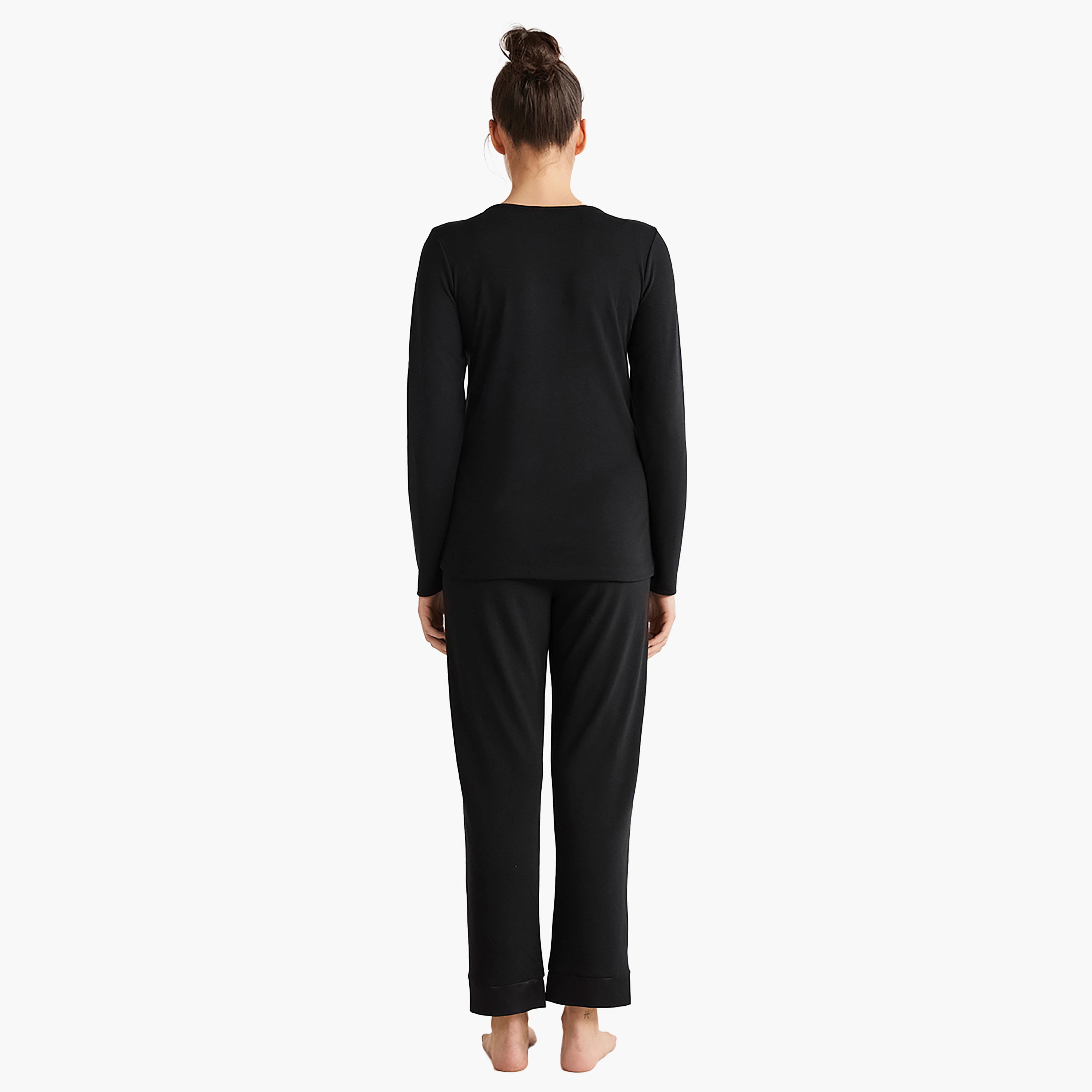 Catherine's Pyjama Set with Plain V-Neck T-Shirt and Women's Pyjama-women-clothing-nightwear-pyjamas-longsets-image-4