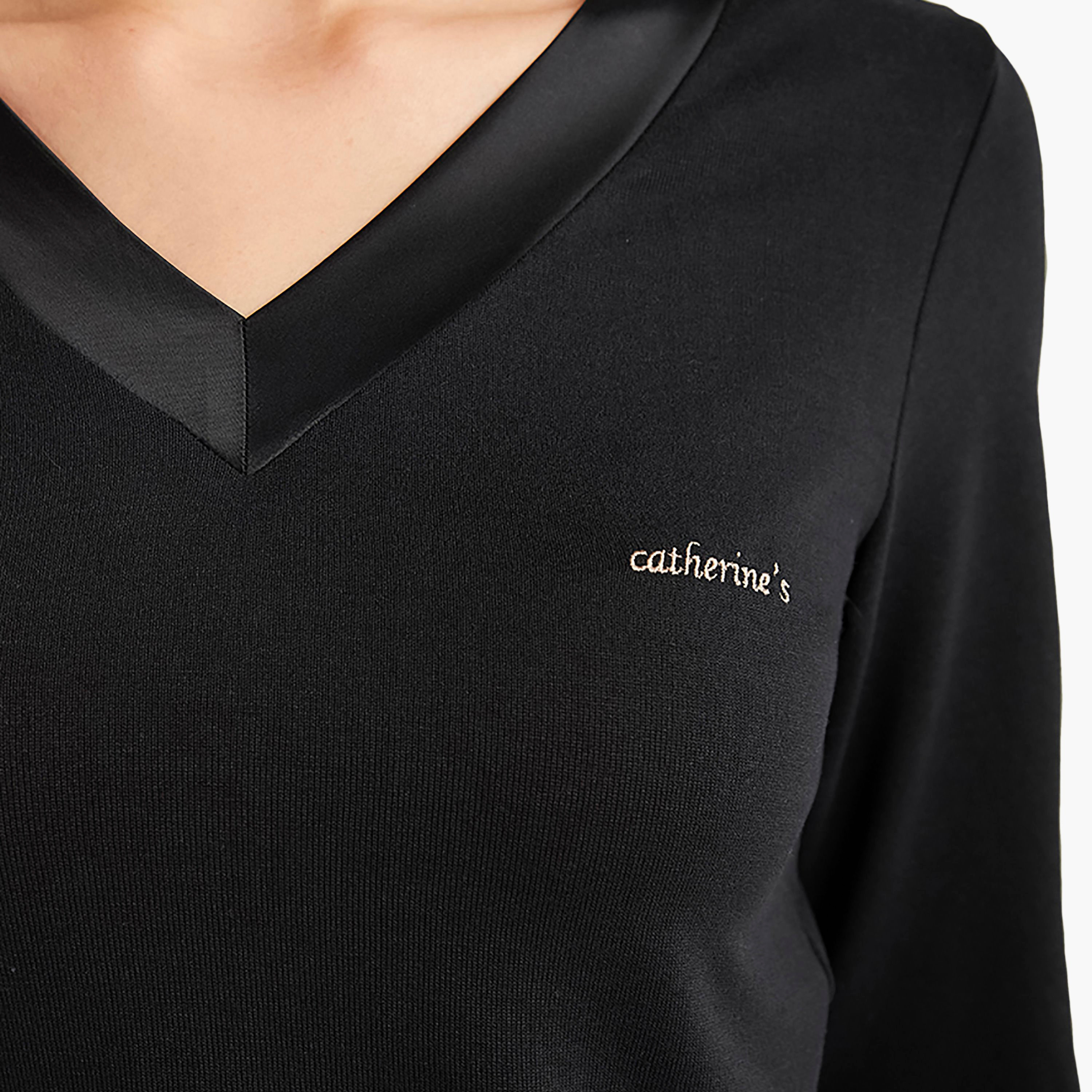 Catherine's Pyjama Set with Plain V-Neck T-Shirt and Women's Pyjama-women-clothing-nightwear-pyjamas-longsets-image-5