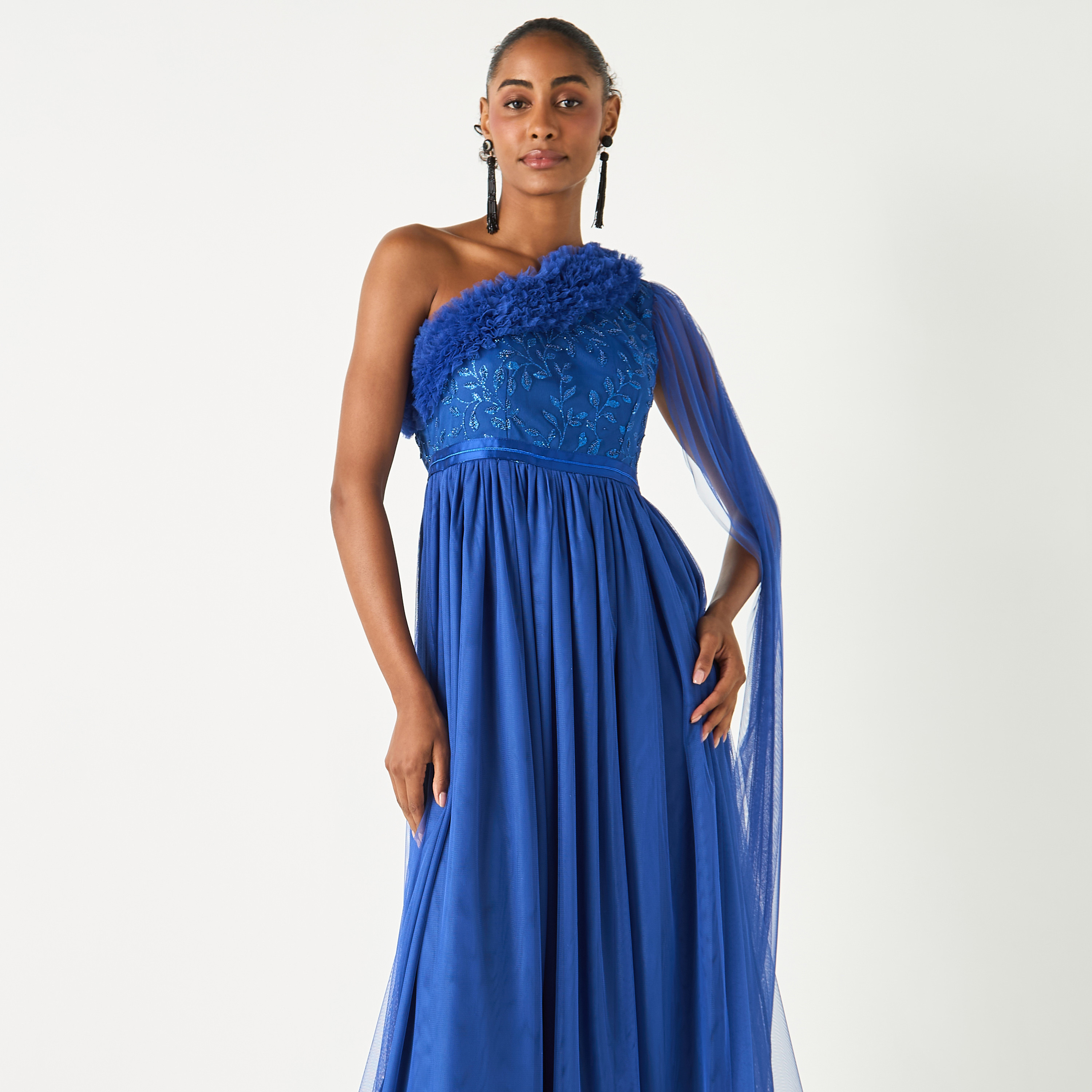 فستان بكتف واحد مزيّن بتفاصيل كشكش من جولدن أبل-women-clothing-dresses-image-7
