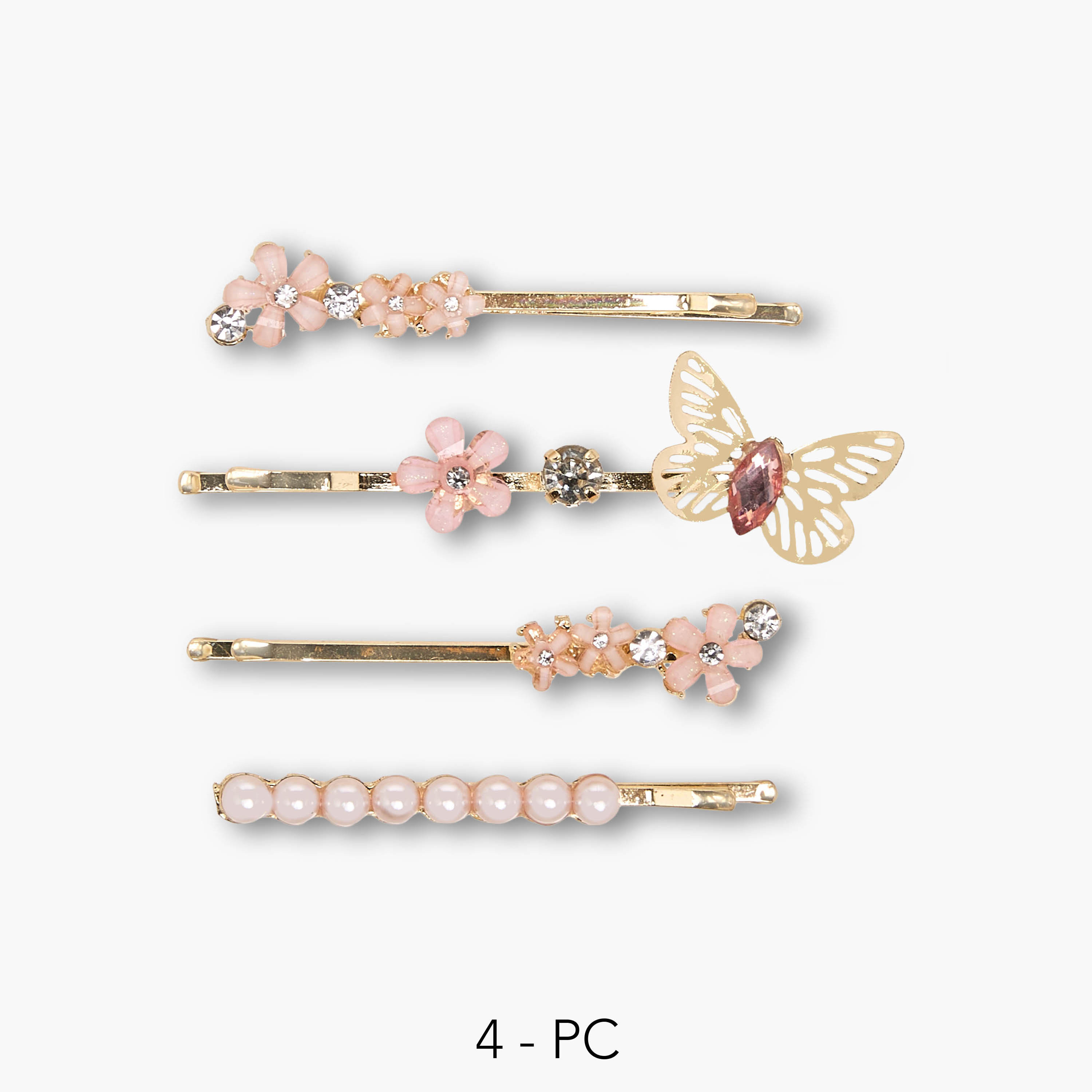 دبابيس شعر بتصميم مرصع من فلورا بيلا - عبوة 4 قطع-girls-accessories-hairaccessories-image-1