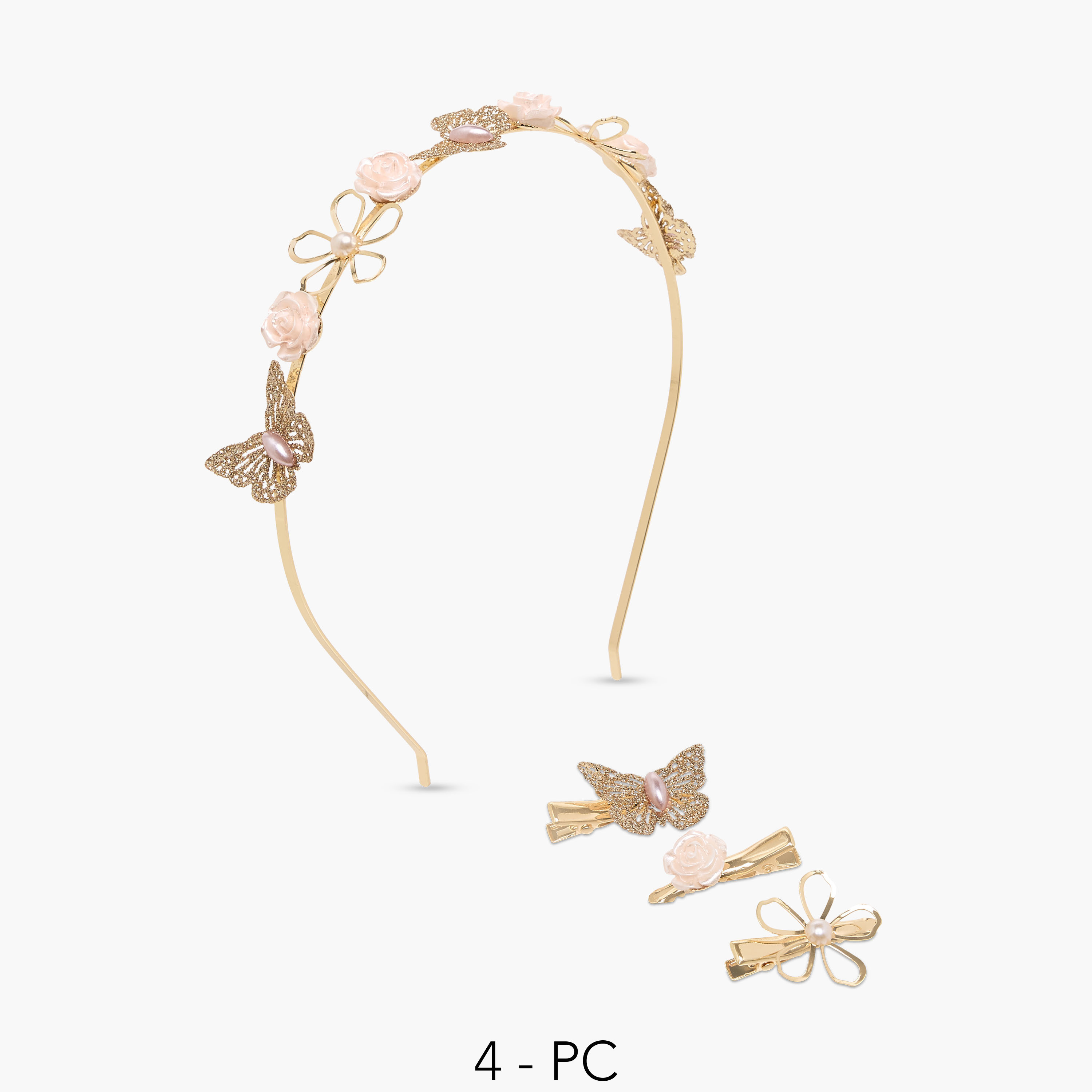 شريطة ومشابك شعر مزينة من فلورا بيلا - عبوة 4 قطع-girls-accessories-hairaccessories-image-1