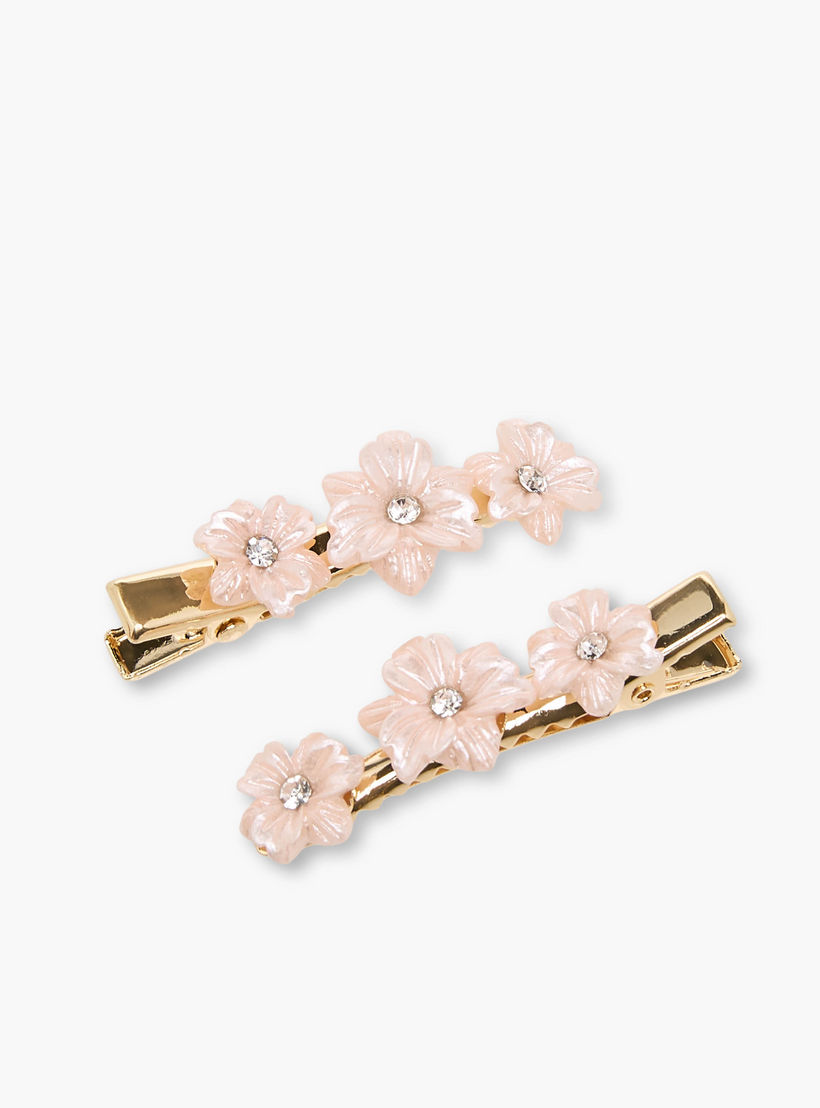 طقم مشبك شعر وربطة شعر بتزيينات زهرية 3 قطع من فلورا بيلا-girls-accessories-hairaccessories-image-5