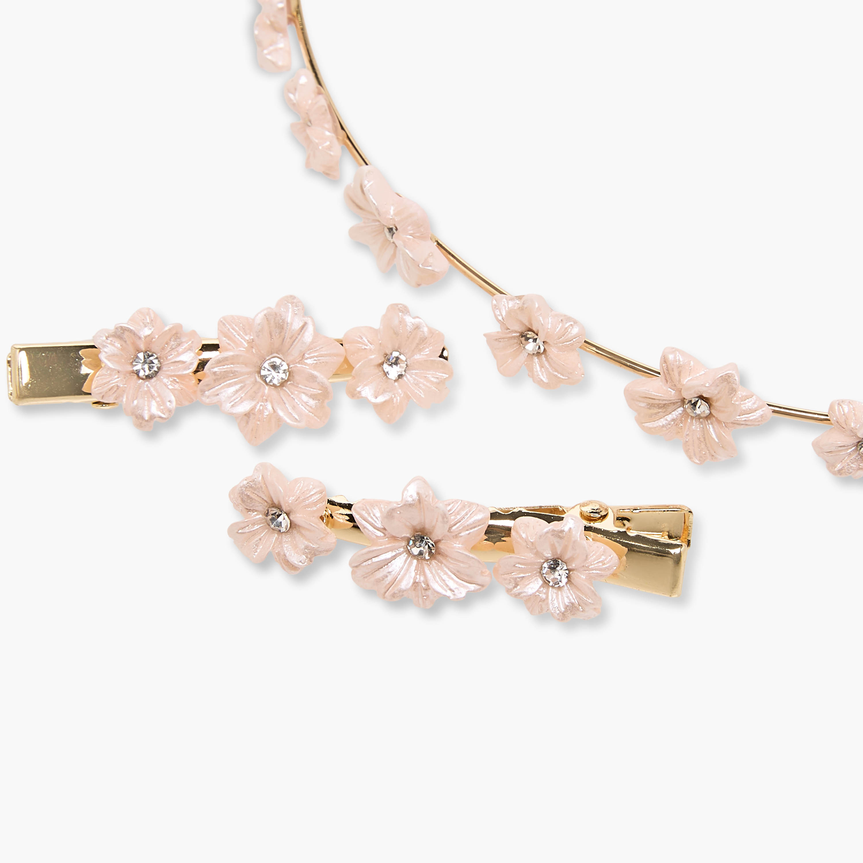 طقم مشبك شعر وربطة شعر بتزيينات زهرية 3 قطع من فلورا بيلا-girls-accessories-hairaccessories-image-6