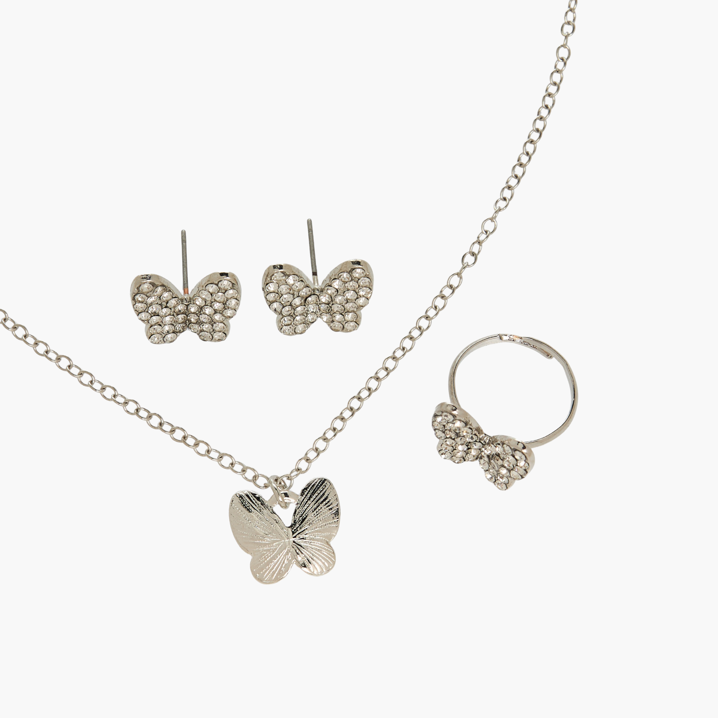 Set of 3 Flora Bella Jewellery Set with Embellished Butterfly Design-girls-accessories-jewellery-image-4