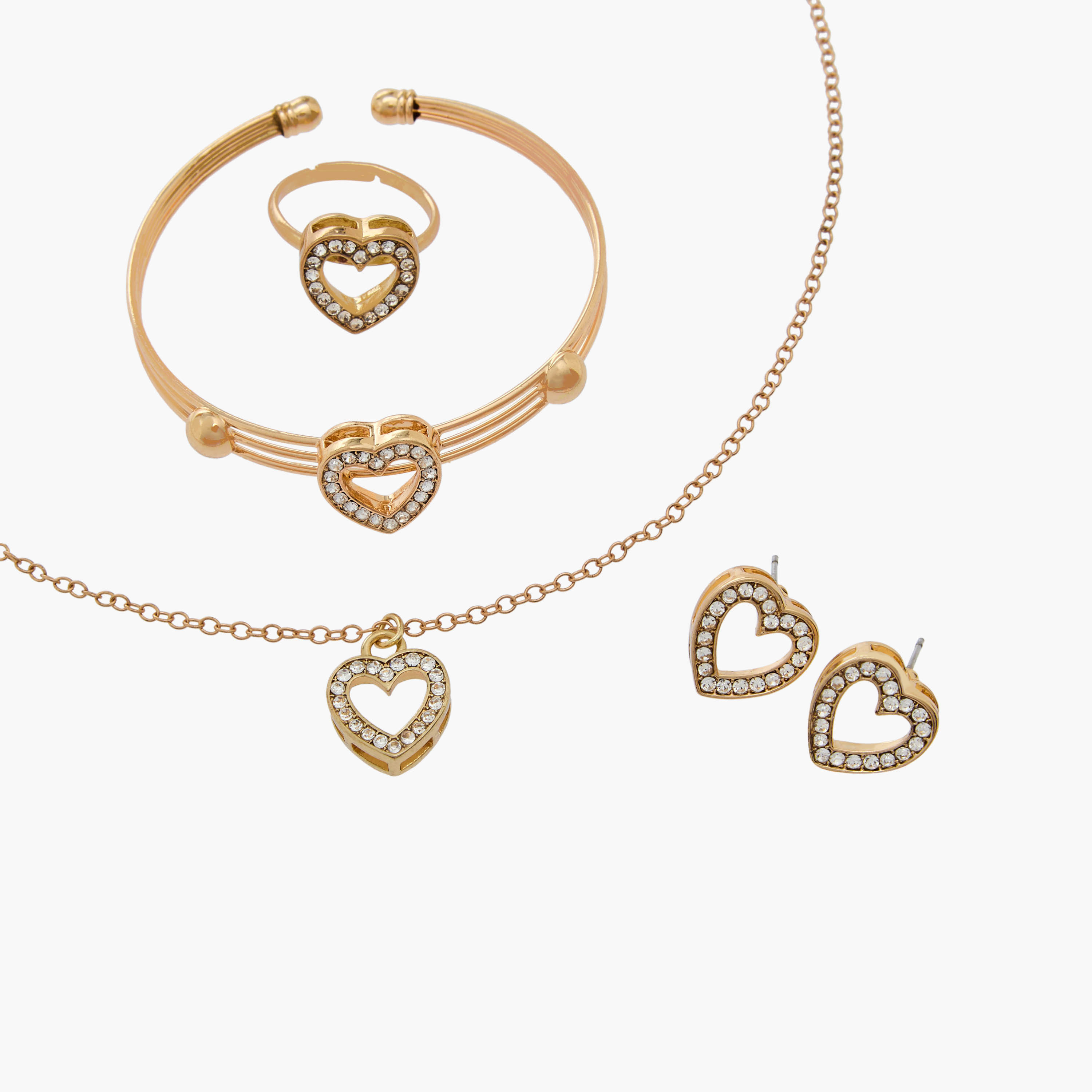 طقم من 4 قطع مجوهرات بتصميم قلب مزين من فلورا بيلا-girls-accessories-jewellery-image-4