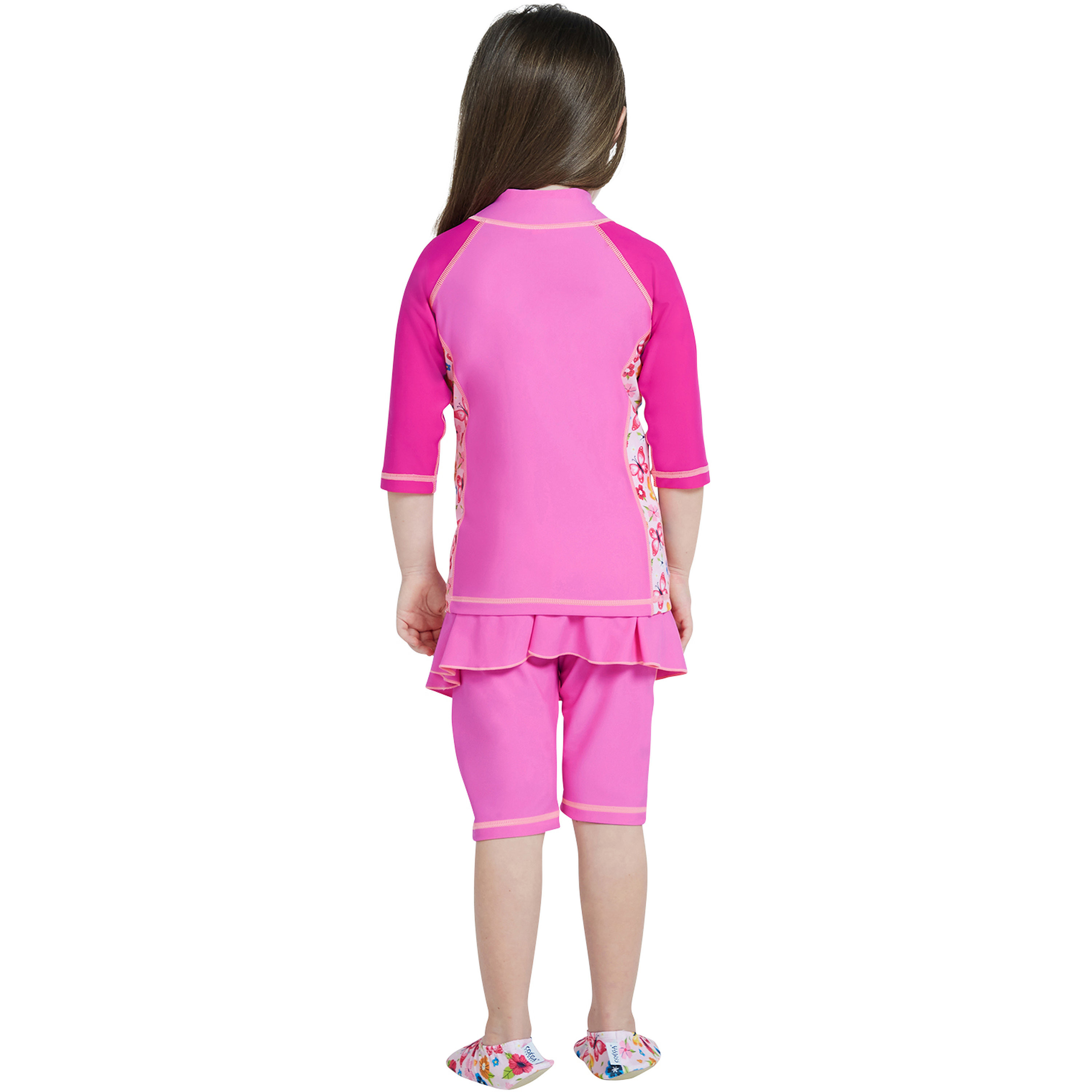 بدلة من قطعتين من فتيات كويغا - زهور وردية وردية-sports-girls-clothing-swimwear-image-4