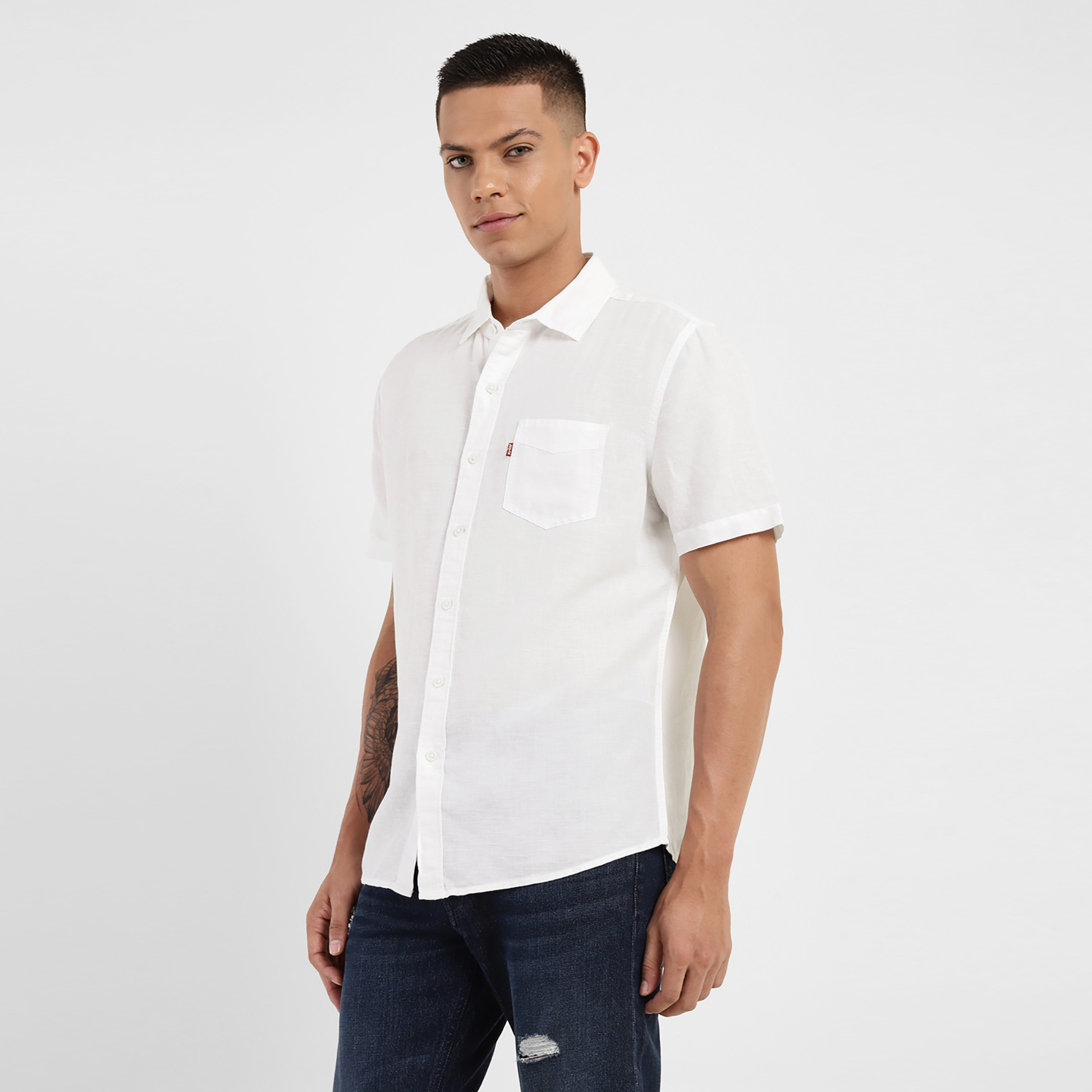 Levi's Plain Collared Short Sleeves Casual Shirt-men-clothing-shirts-image-4