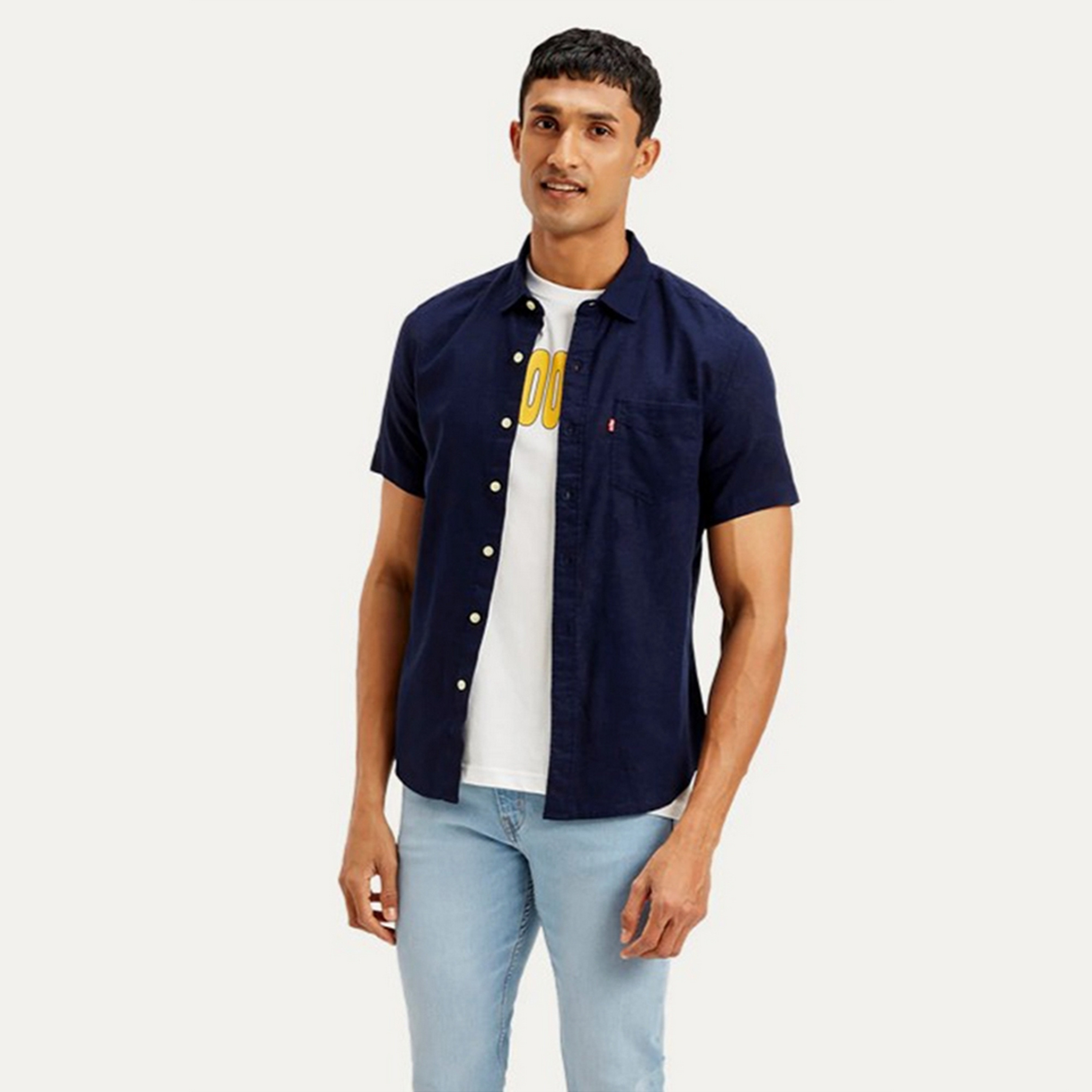 Levi's Plain Collared Short Sleeves Men's Shirt-men-clothing-shirts-image-1