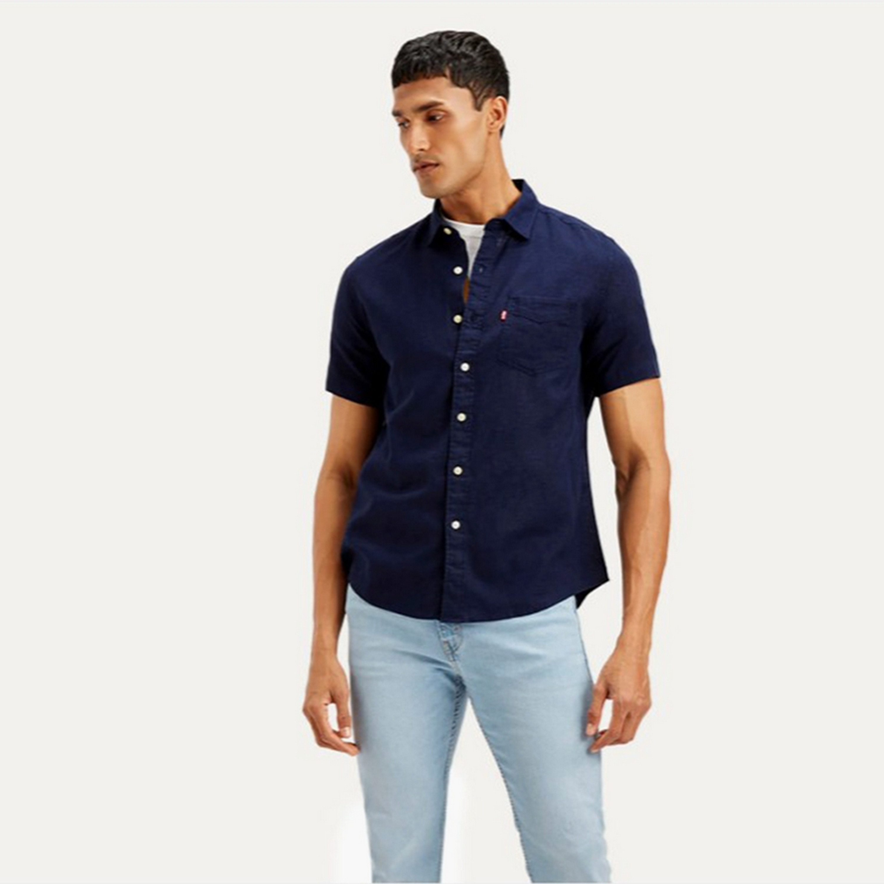 Levi's Plain Collared Short Sleeves Men's Shirt-men-clothing-shirts-image-2