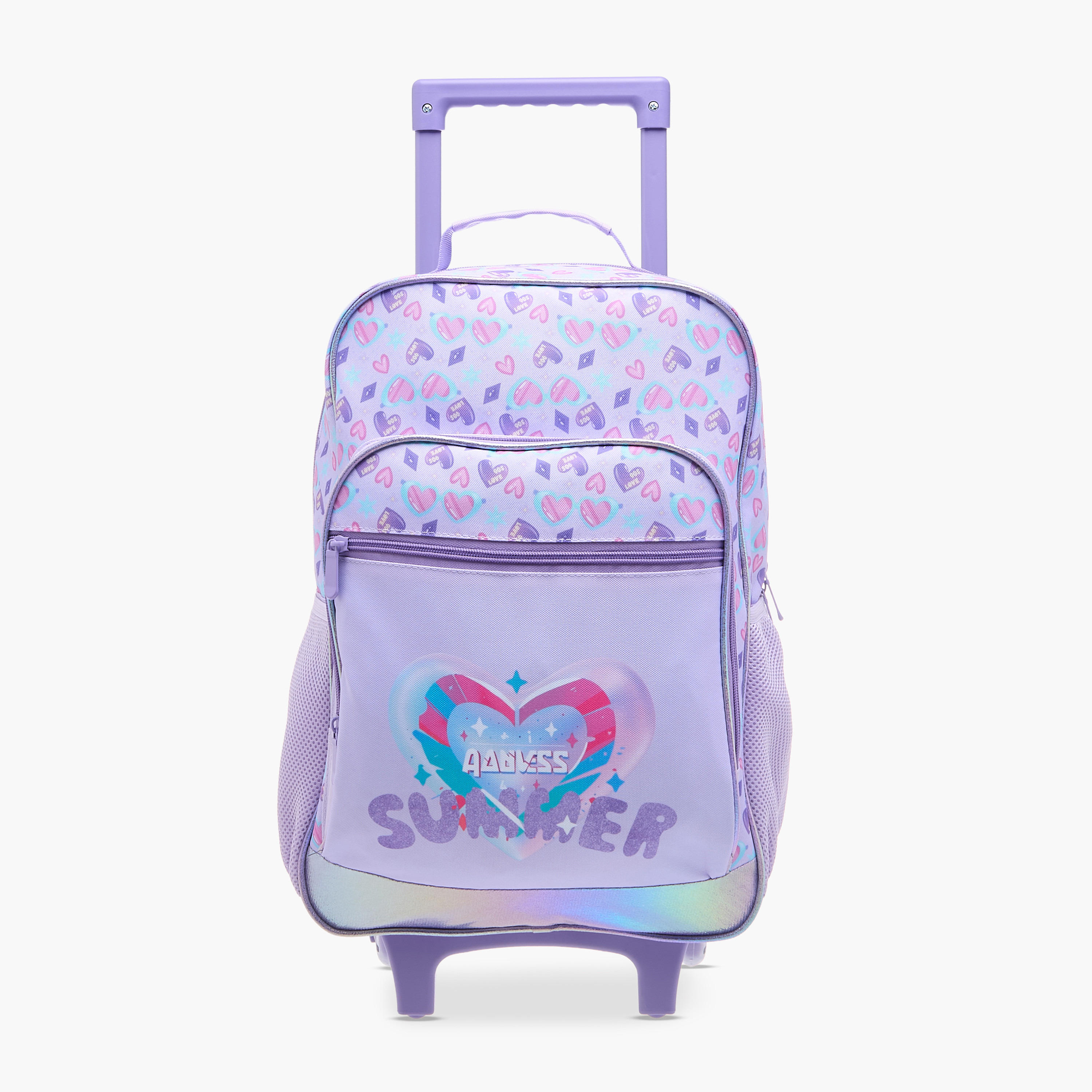 شنطة ظهر ترولي للمدرسة بمقبض قابل للسحب وطبعات قلوب من فلورا بيلا - 30x16x44 سم-school-bagsandbackpacks-trolleybags-image-1