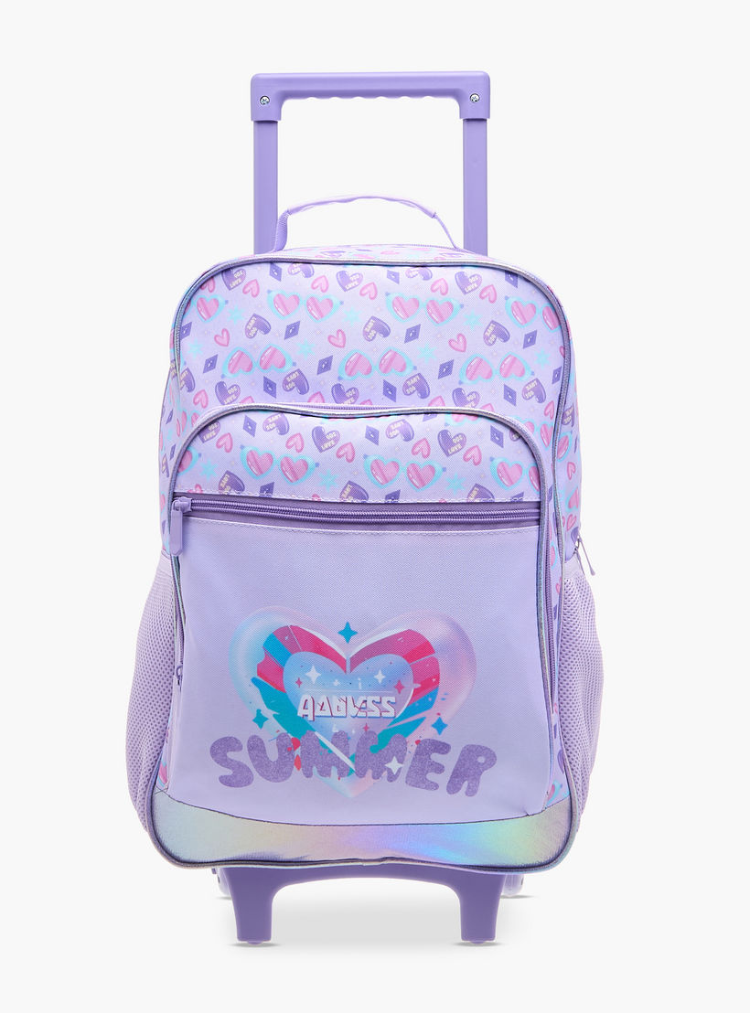 شنطة ظهر ترولي للمدرسة بمقبض قابل للسحب وطبعات قلوب من فلورا بيلا - 30x16x44 سم-school-bagsandbackpacks-trolleybags-image-1