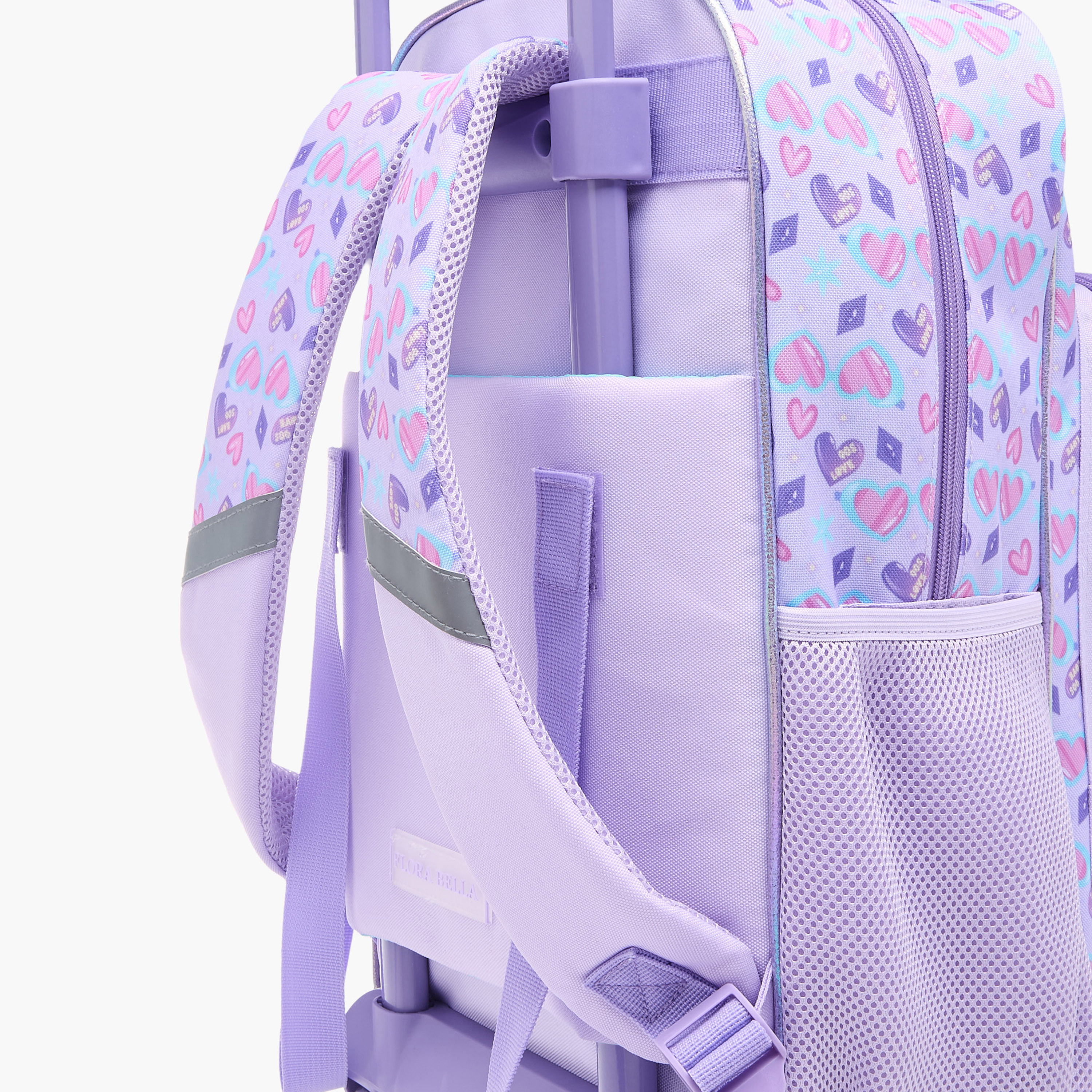 شنطة ظهر ترولي للمدرسة بمقبض قابل للسحب وطبعات قلوب من فلورا بيلا - 30x16x44 سم-school-bagsandbackpacks-trolleybags-image-10