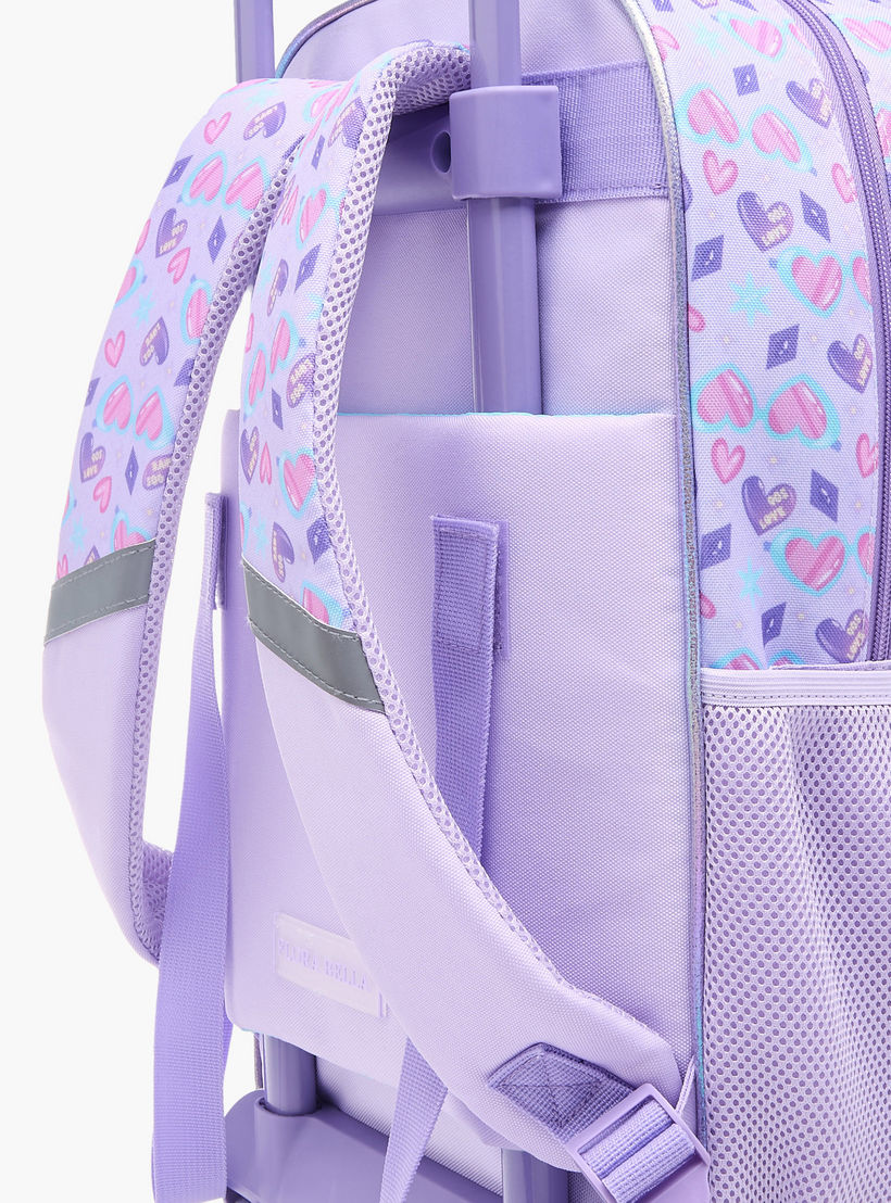 شنطة ظهر ترولي للمدرسة بمقبض قابل للسحب وطبعات قلوب من فلورا بيلا - 30x16x44 سم-school-bagsandbackpacks-trolleybags-image-10