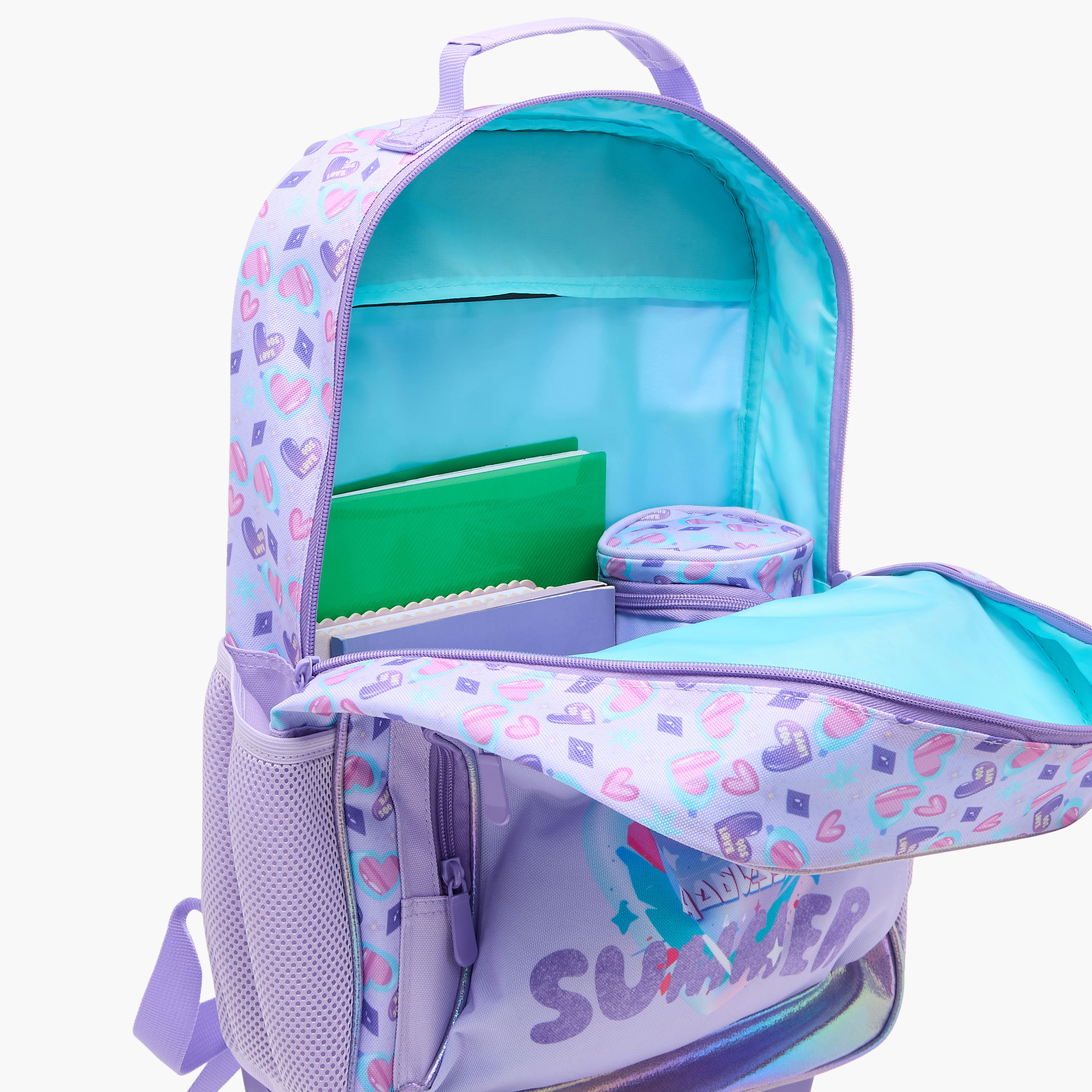 شنطة ظهر ترولي للمدرسة بمقبض قابل للسحب وطبعات قلوب من فلورا بيلا - 30x16x44 سم-school-bagsandbackpacks-trolleybags-image-14