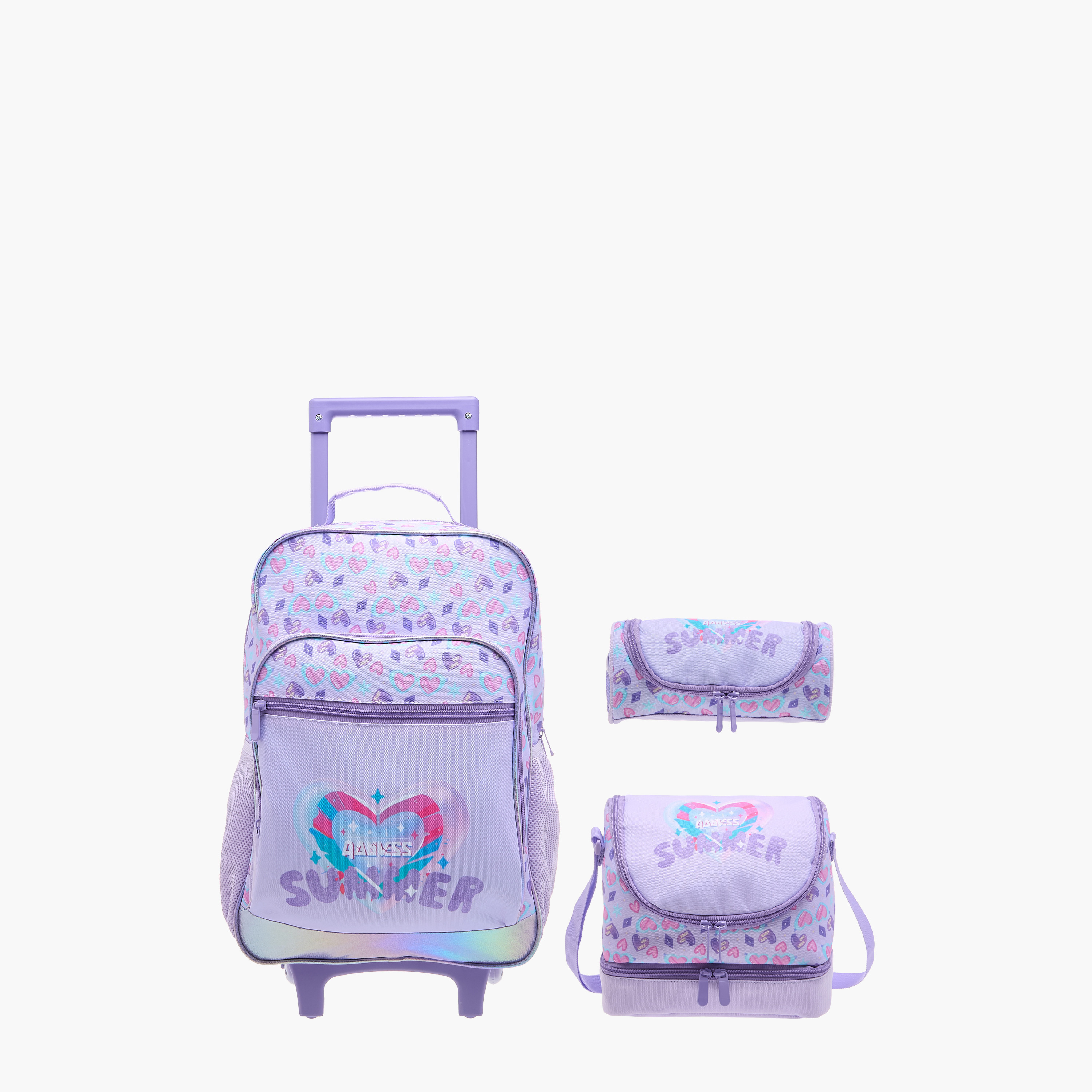 شنطة ظهر ترولي للمدرسة بمقبض قابل للسحب وطبعات قلوب من فلورا بيلا - 30x16x44 سم-school-bagsandbackpacks-trolleybags-image-15