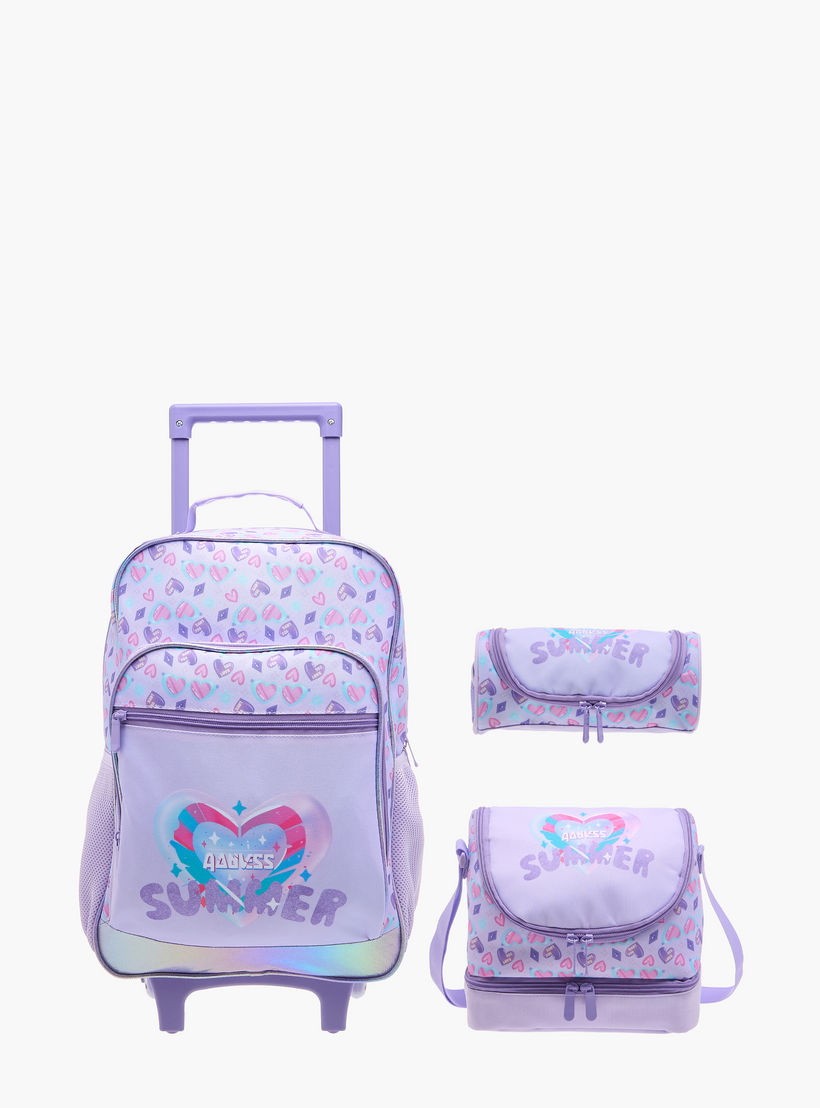 شنطة ظهر ترولي للمدرسة بمقبض قابل للسحب وطبعات قلوب من فلورا بيلا - 30x16x44 سم-school-bagsandbackpacks-trolleybags-image-15