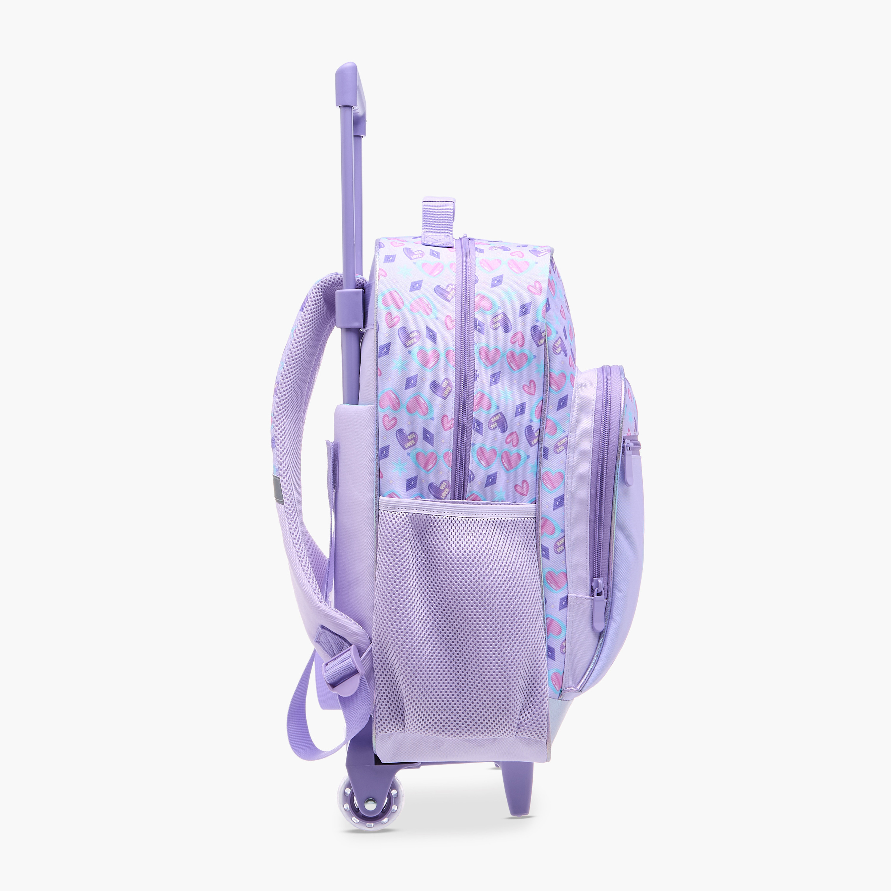 شنطة ظهر ترولي للمدرسة بمقبض قابل للسحب وطبعات قلوب من فلورا بيلا - 30x16x44 سم-school-bagsandbackpacks-trolleybags-image-3