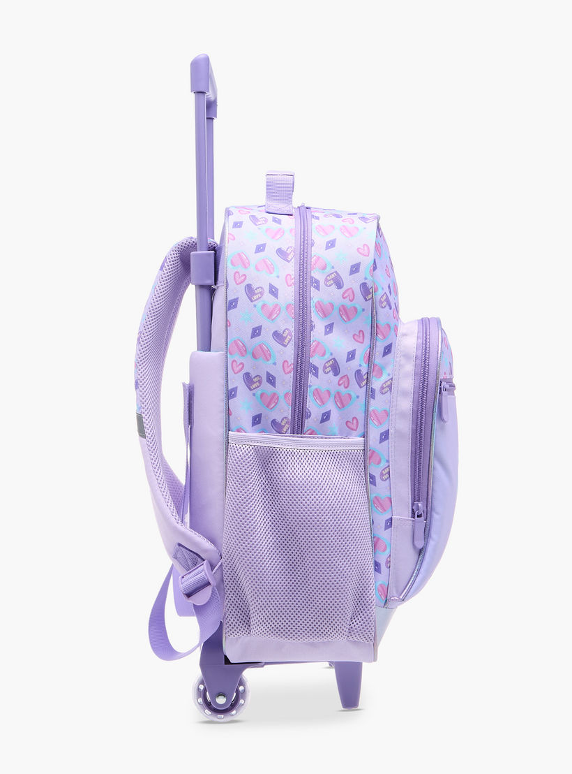 شنطة ظهر ترولي للمدرسة بمقبض قابل للسحب وطبعات قلوب من فلورا بيلا - 30x16x44 سم-school-bagsandbackpacks-trolleybags-image-3