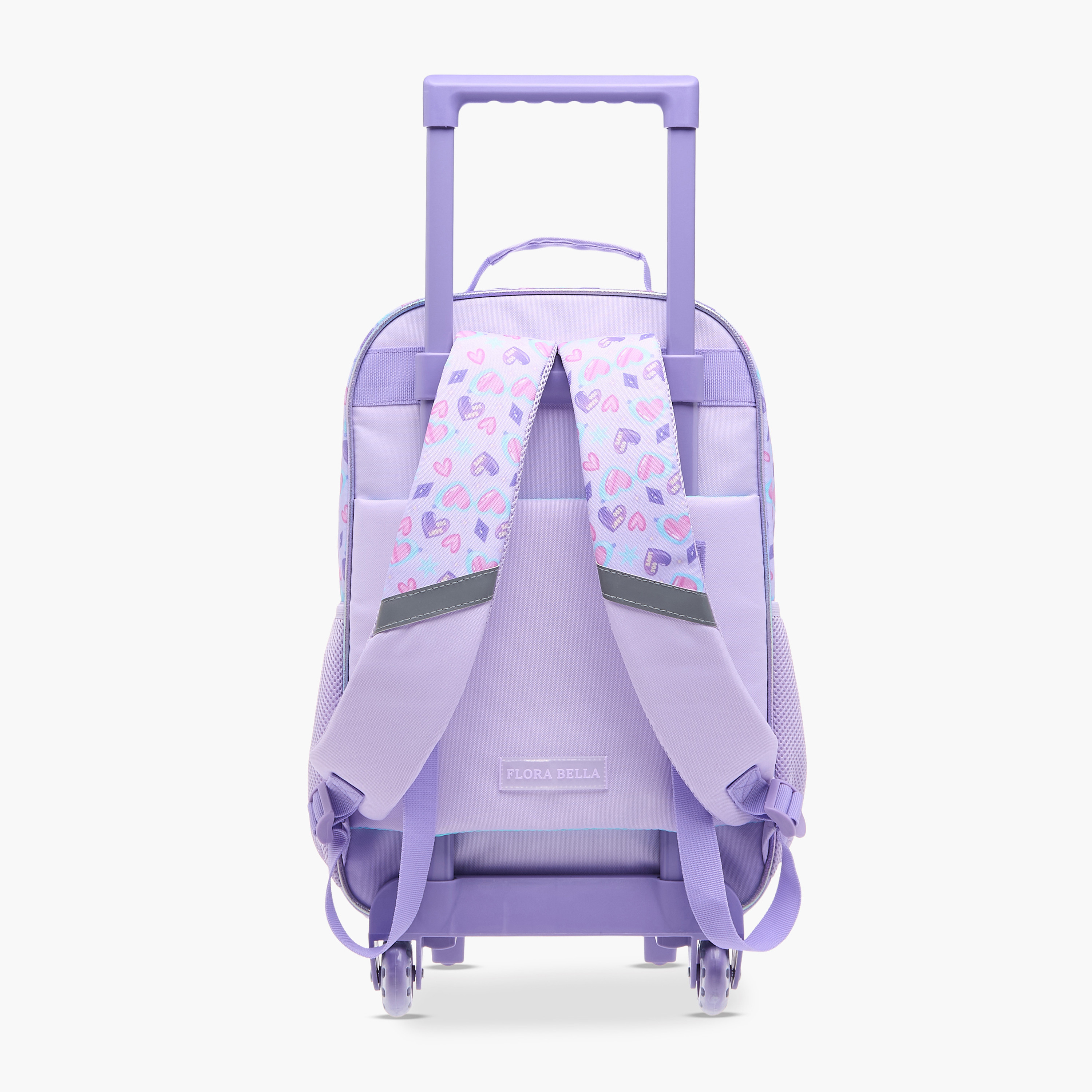 شنطة ظهر ترولي للمدرسة بمقبض قابل للسحب وطبعات قلوب من فلورا بيلا - 30x16x44 سم-school-bagsandbackpacks-trolleybags-image-5