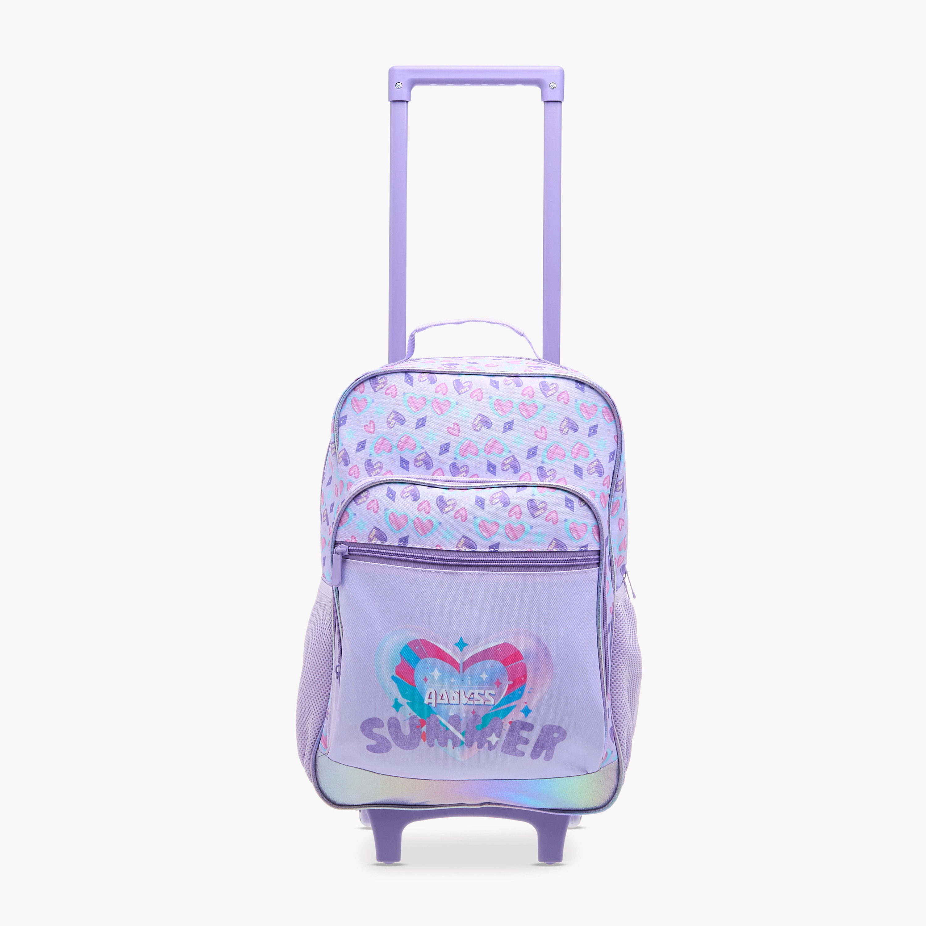 شنطة ظهر ترولي للمدرسة بمقبض قابل للسحب وطبعات قلوب من فلورا بيلا - 30x16x44 سم-school-bagsandbackpacks-trolleybags-image-6