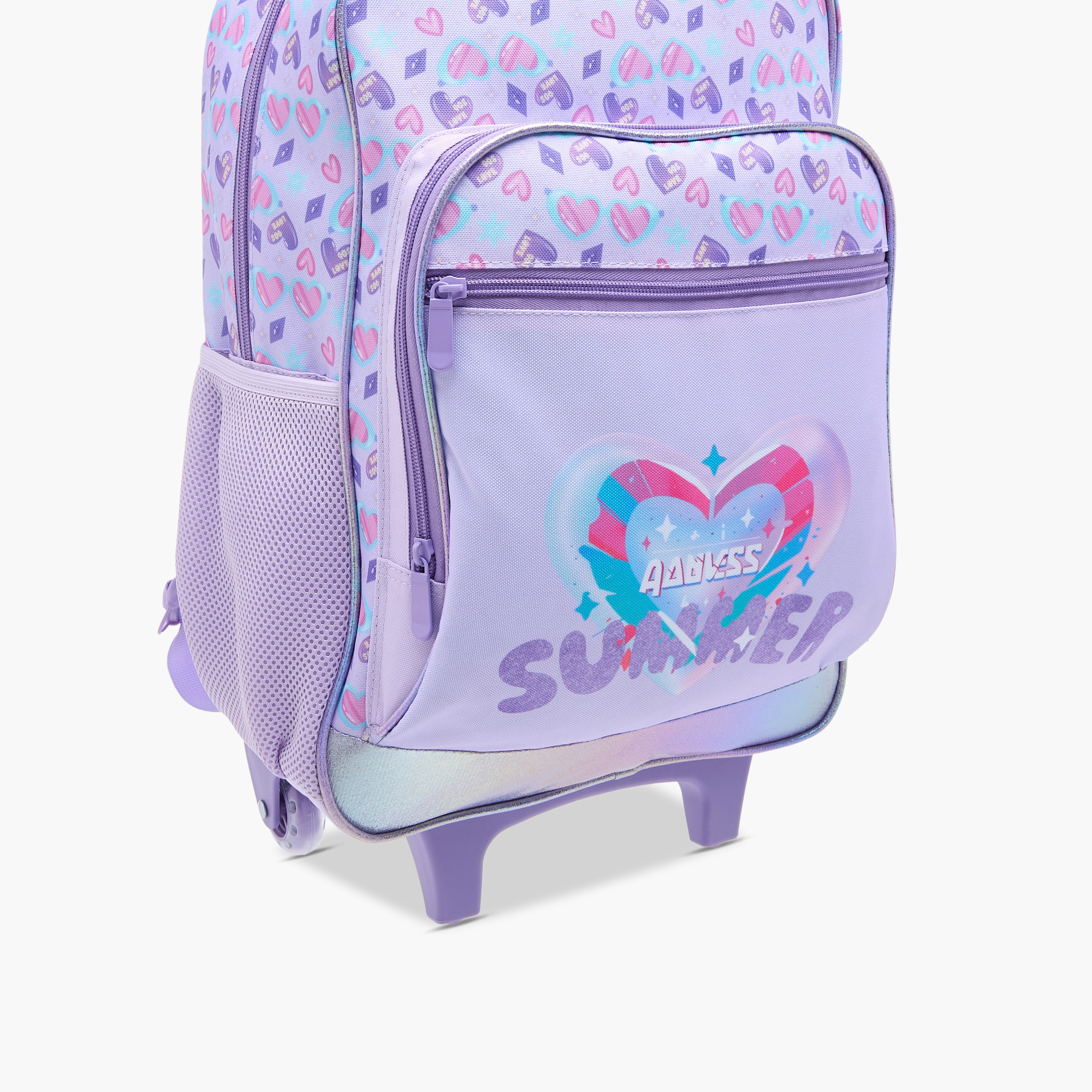 شنطة ظهر ترولي للمدرسة بمقبض قابل للسحب وطبعات قلوب من فلورا بيلا - 30x16x44 سم-school-bagsandbackpacks-trolleybags-image-7