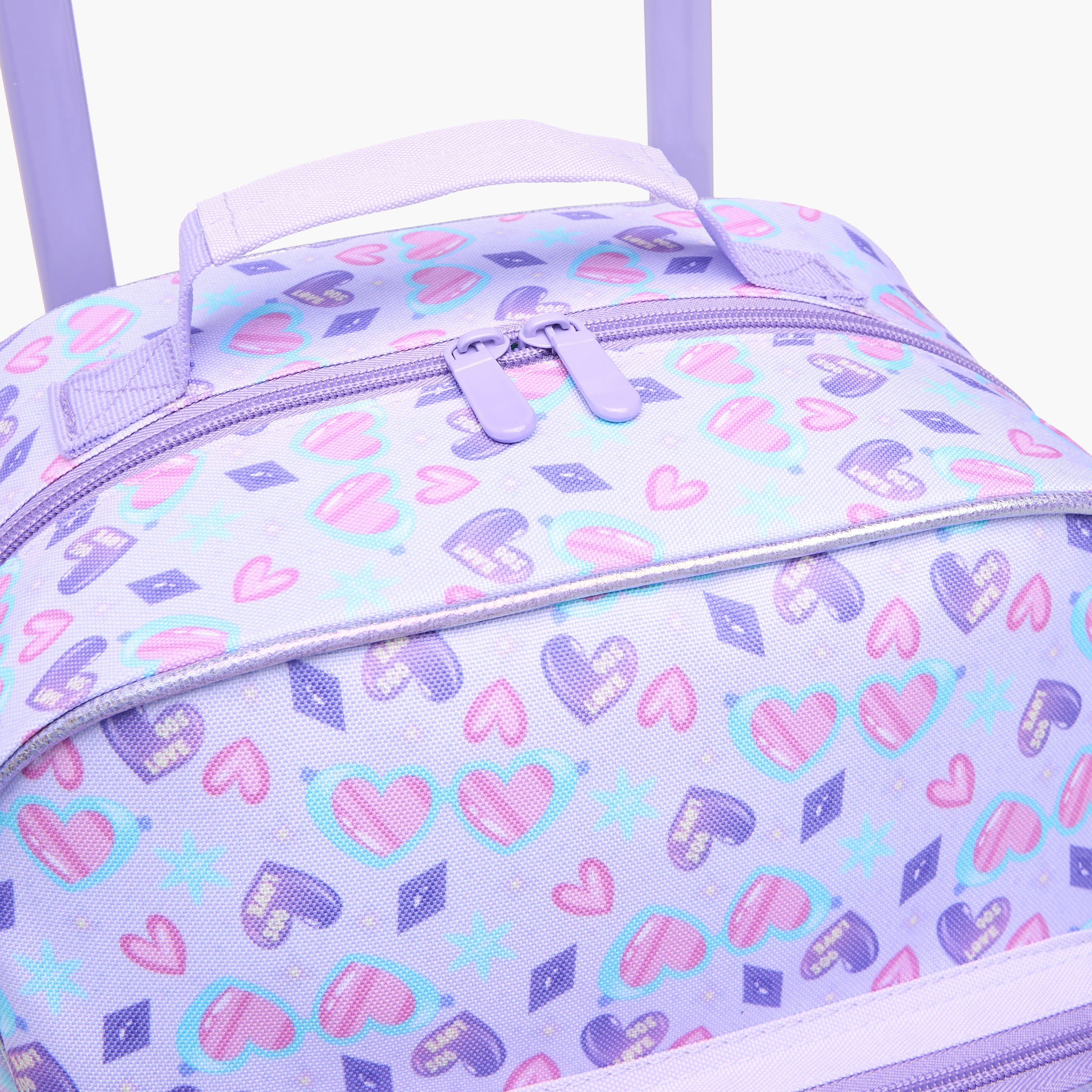 شنطة ظهر ترولي للمدرسة بمقبض قابل للسحب وطبعات قلوب من فلورا بيلا - 30x16x44 سم-school-bagsandbackpacks-trolleybags-image-8