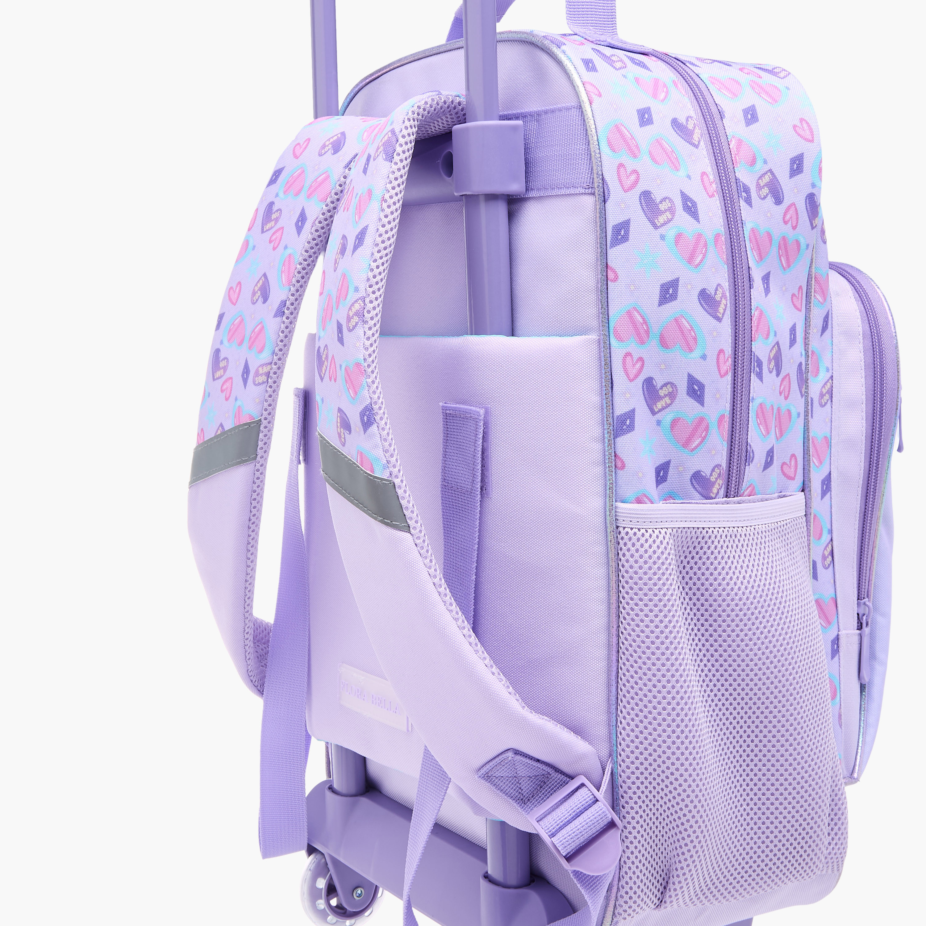 شنطة ظهر ترولي للمدرسة بمقبض قابل للسحب وطبعات قلوب من فلورا بيلا - 30x16x44 سم-school-bagsandbackpacks-trolleybags-image-9