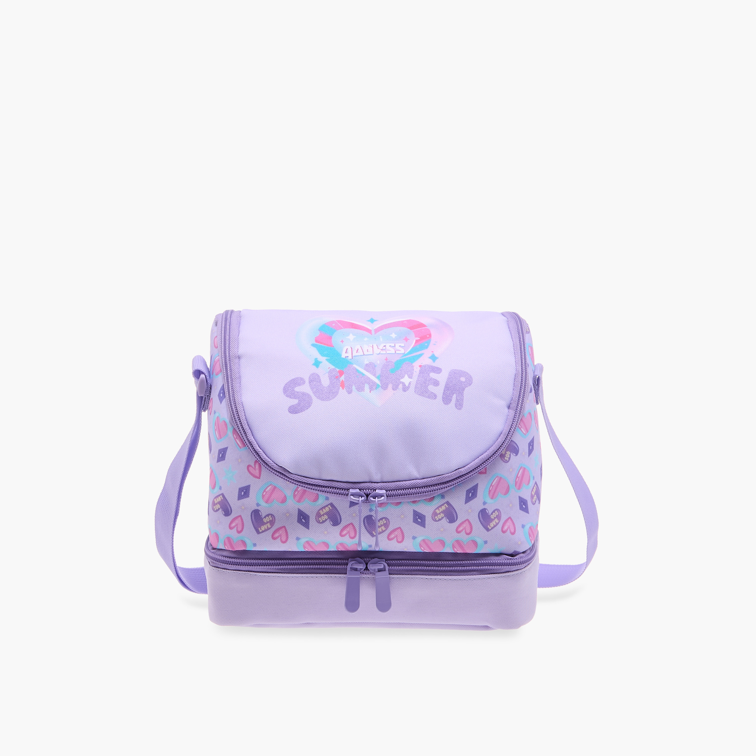 Flora Bella Heart Print Lunch Bag with Zip Closure-school-lunchessentials-lunchbags-image-1