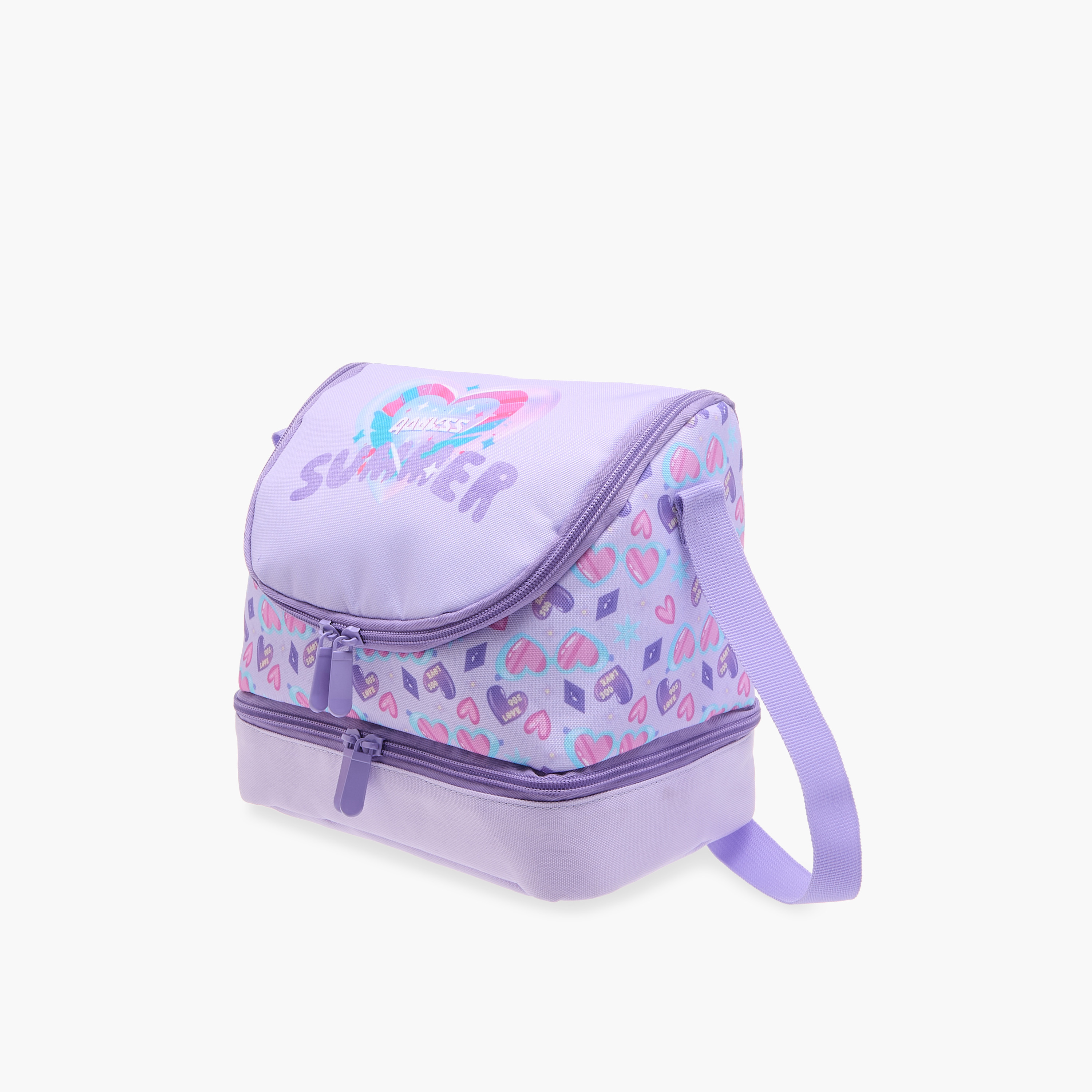 Flora Bella Heart Print Lunch Bag with Zip Closure-school-lunchessentials-lunchbags-image-3