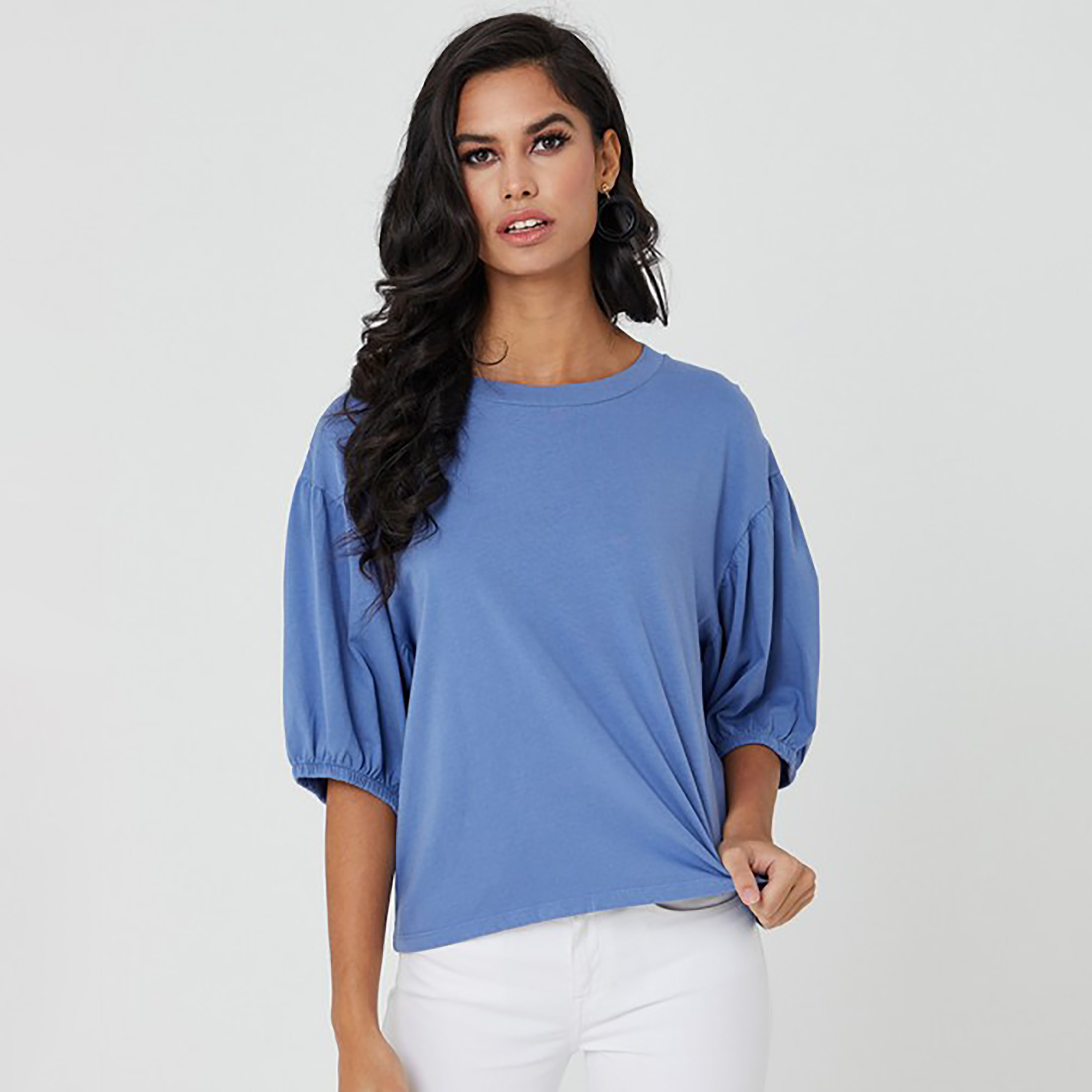 Levi's Plain Crew Neck Puff Sleeves Top-women-clothing-shirtsandblouses-blouses-image-1